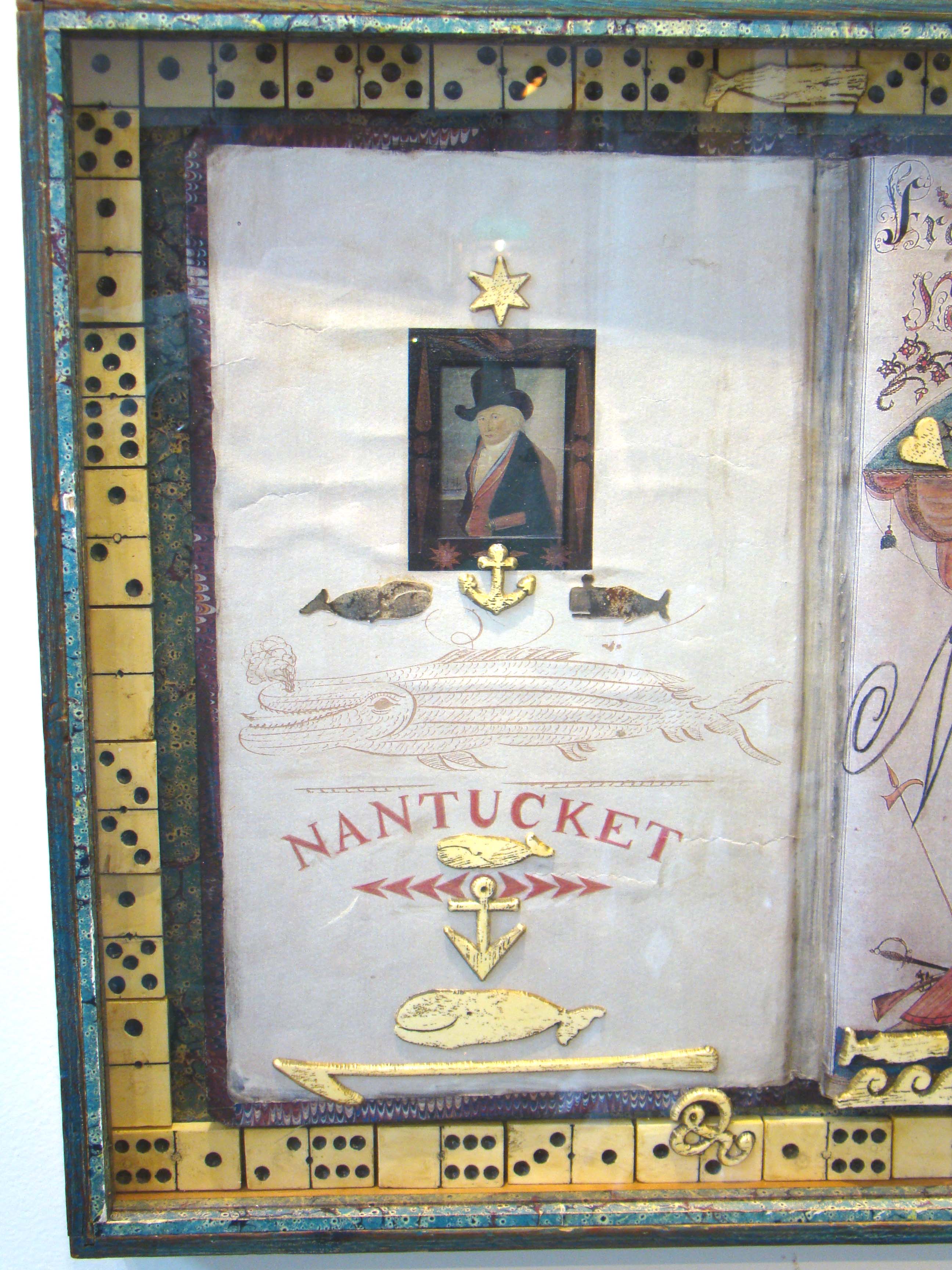 A FABULOUS Nantucket whaling memorabilia shadow box entitled "Francis Kittal's Navigation Book" — image 4