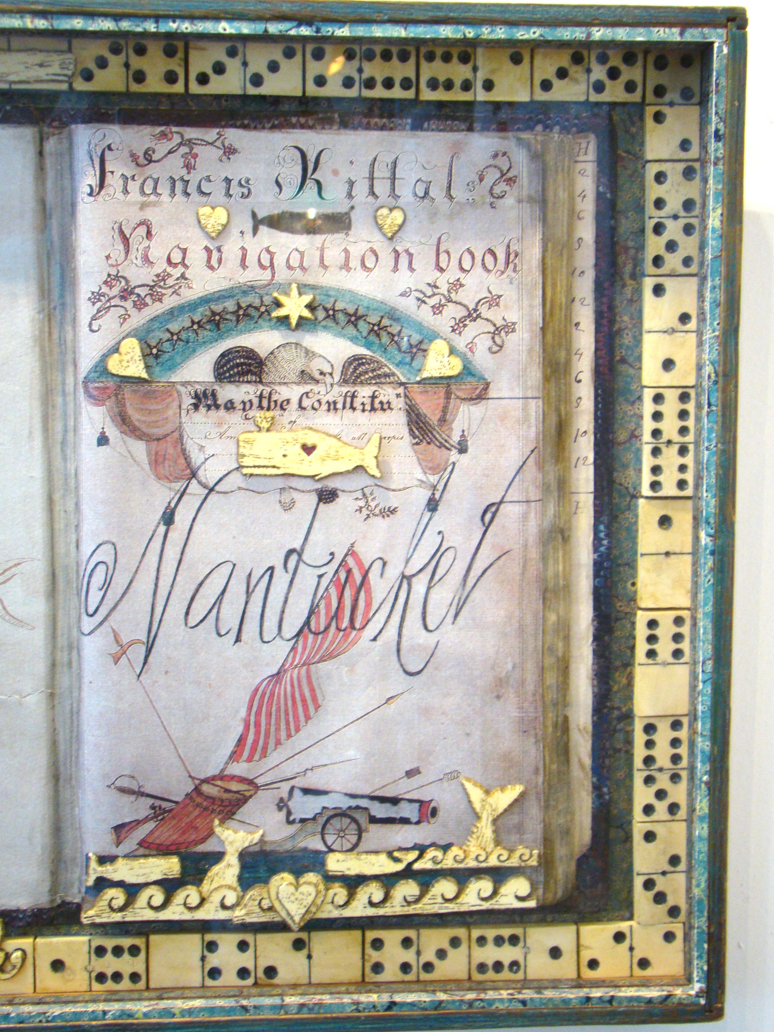 A FABULOUS Nantucket whaling memorabilia shadow box entitled "Francis Kittal's Navigation Book" — image 5