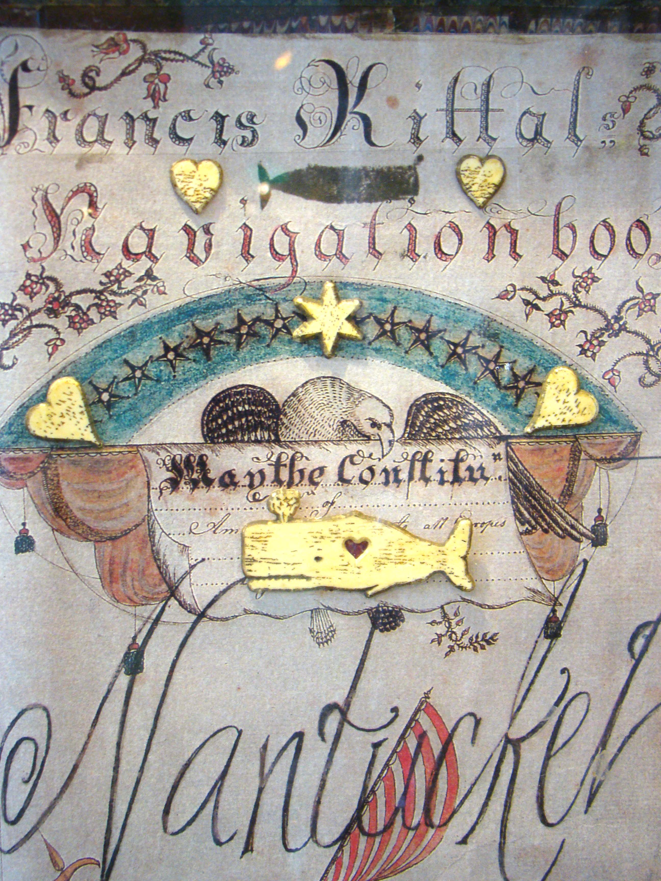A FABULOUS Nantucket whaling memorabilia shadow box entitled "Francis Kittal's Navigation Book" — image 2