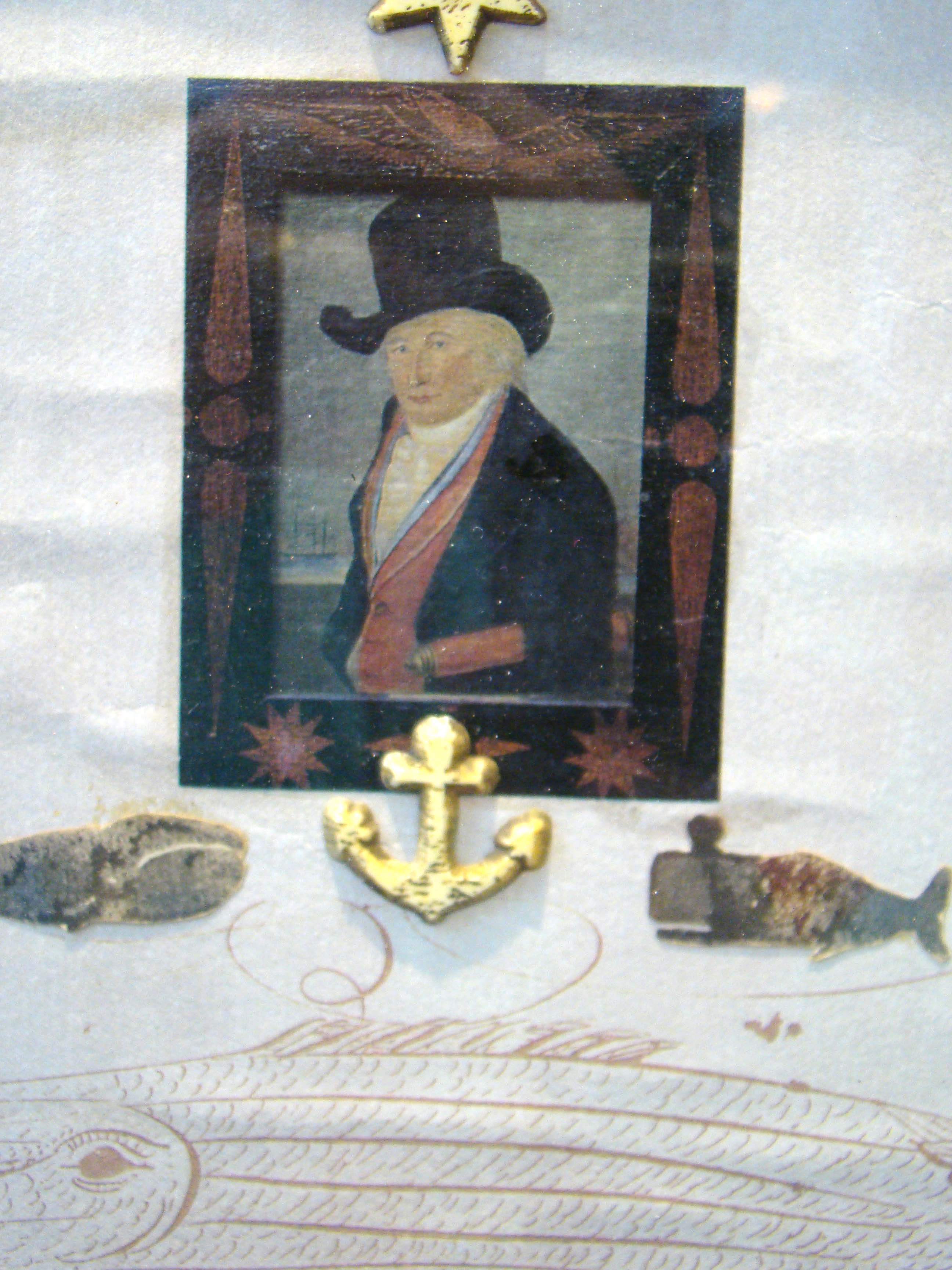 A FABULOUS Nantucket whaling memorabilia shadow box entitled "Francis Kittal's Navigation Book" — image 6