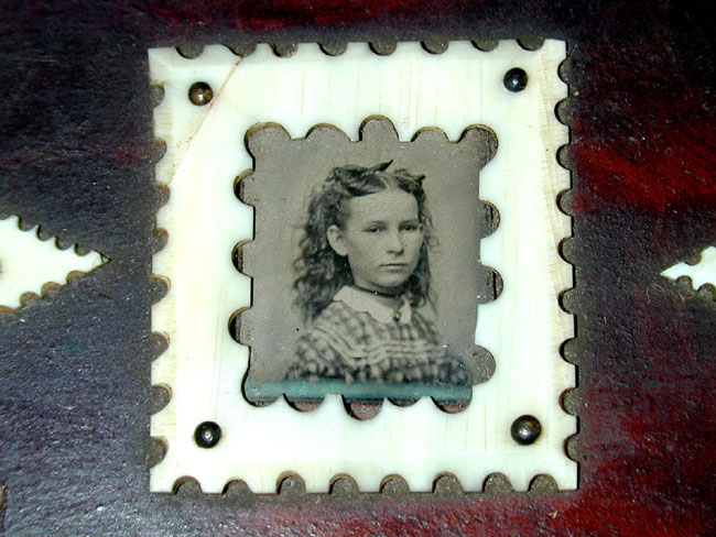 Ivory Mounted Grain Painted Box with Photo of a Young Girl circa 1865 — image 2