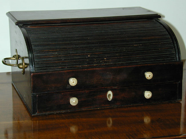 Fine and rare miniature roll-top writing box circa 1850
