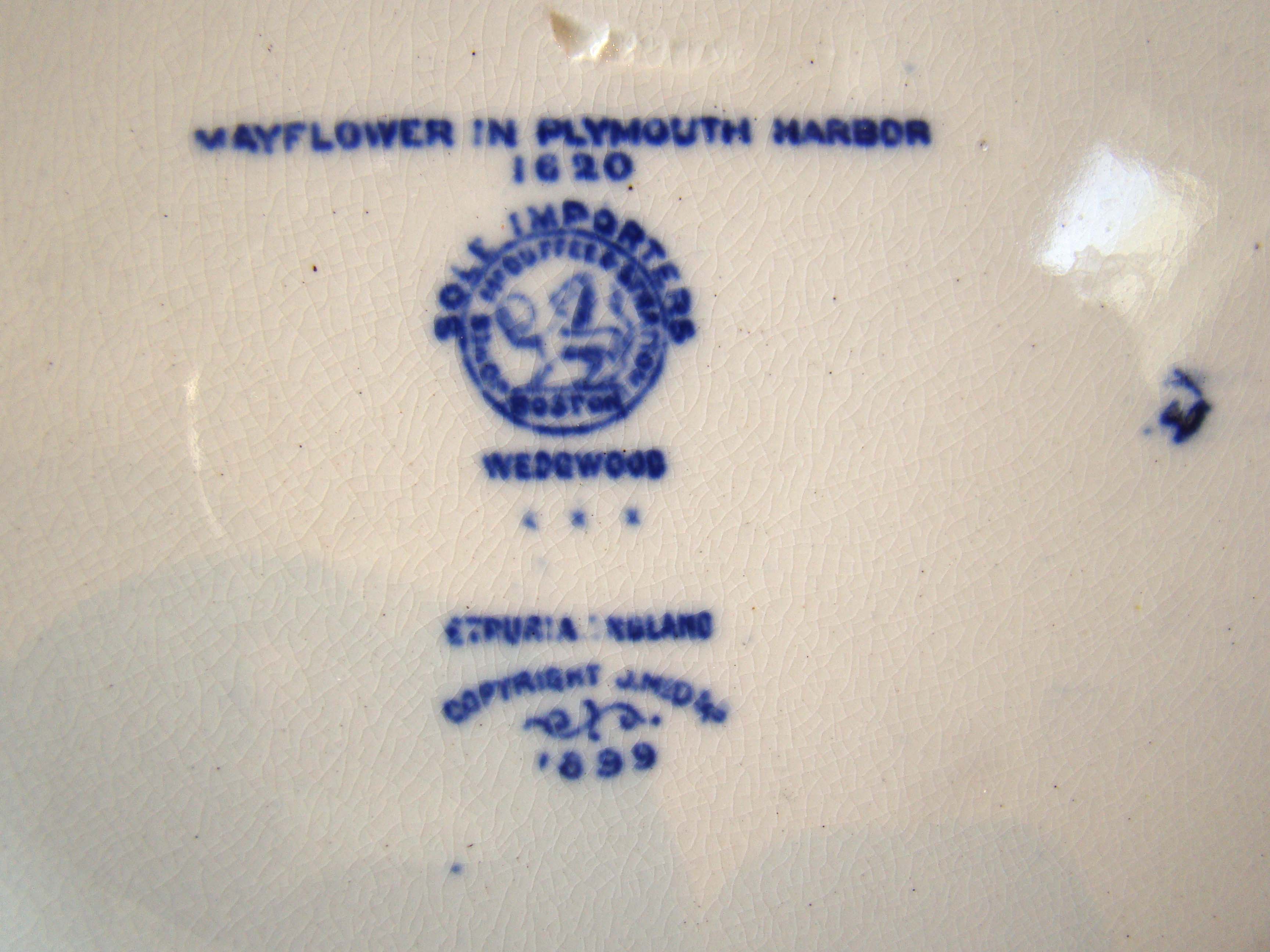 A fine Wedgwood souvenir plate made in 1899 depicting the Mayflower in Plymouth Harbor in 1620 — image 2