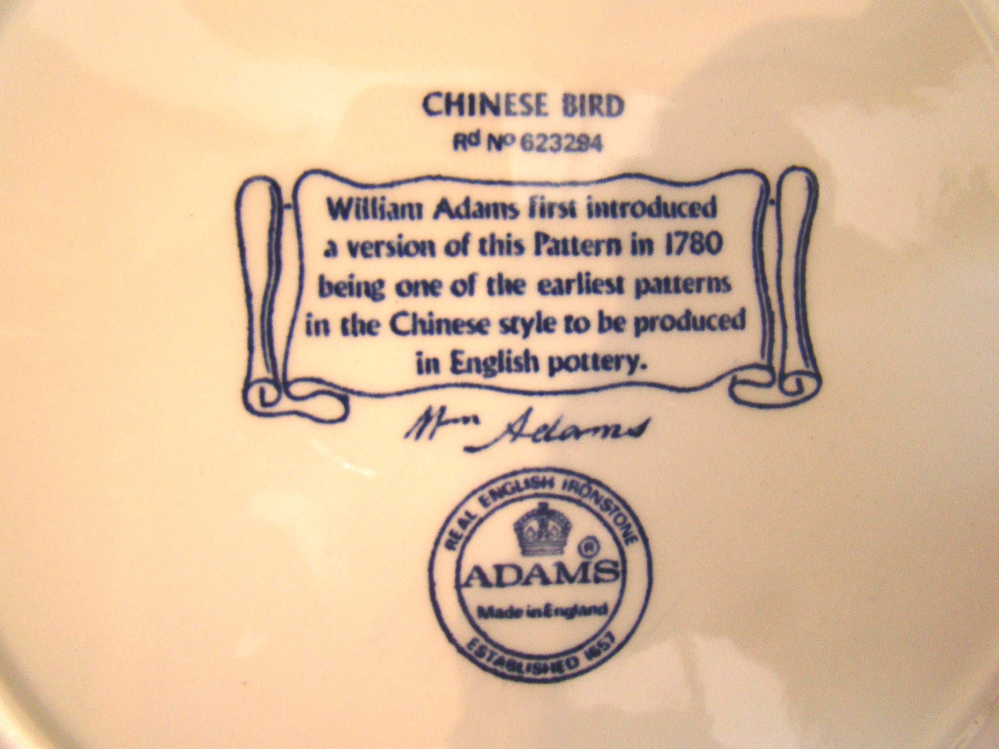 A fine Chinese Bird dinner service by William Adams based on a set first made in 1780 — image 4