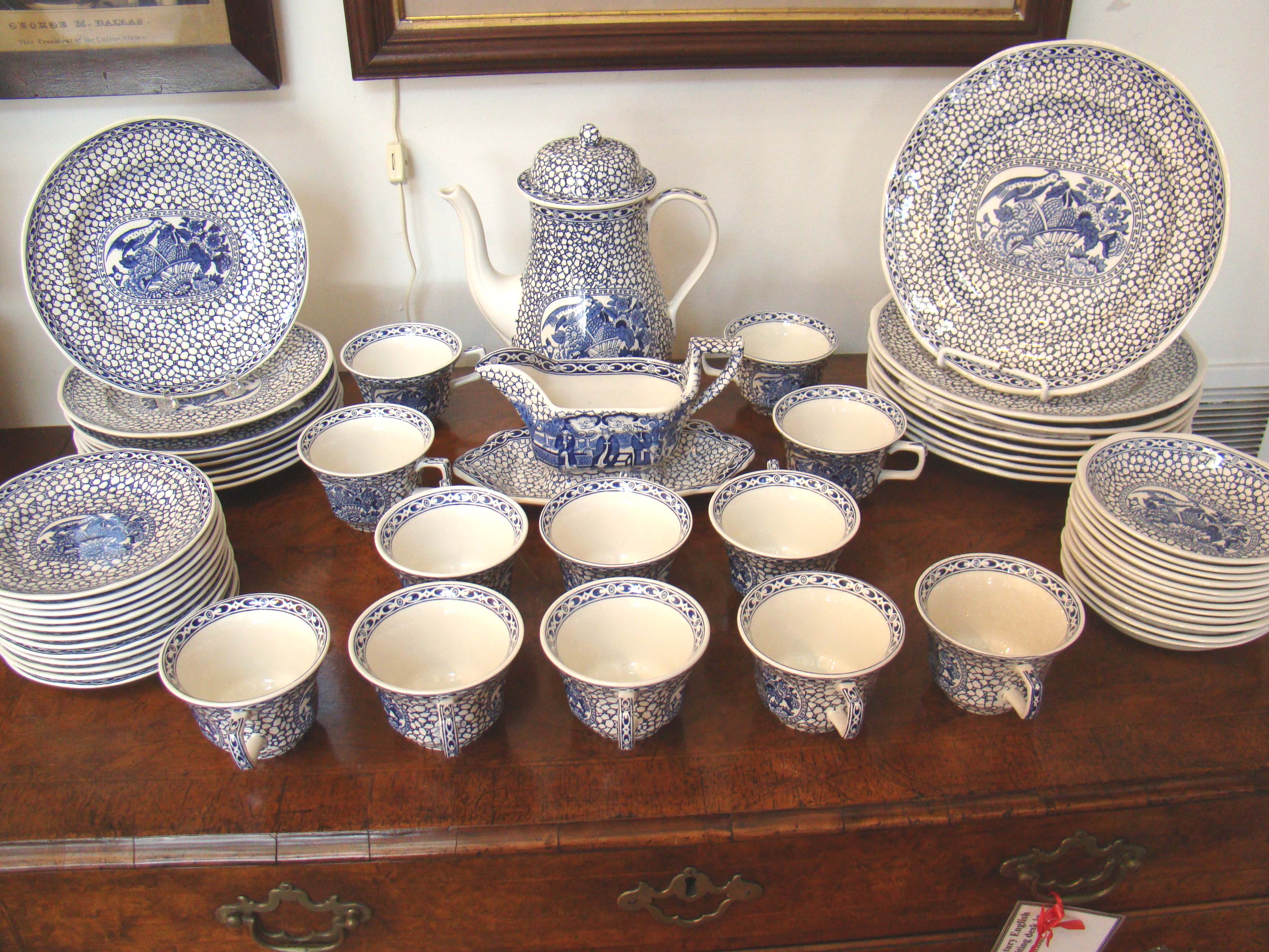 A fine Chinese Bird dinner service by William Adams based on a set first made in 1780