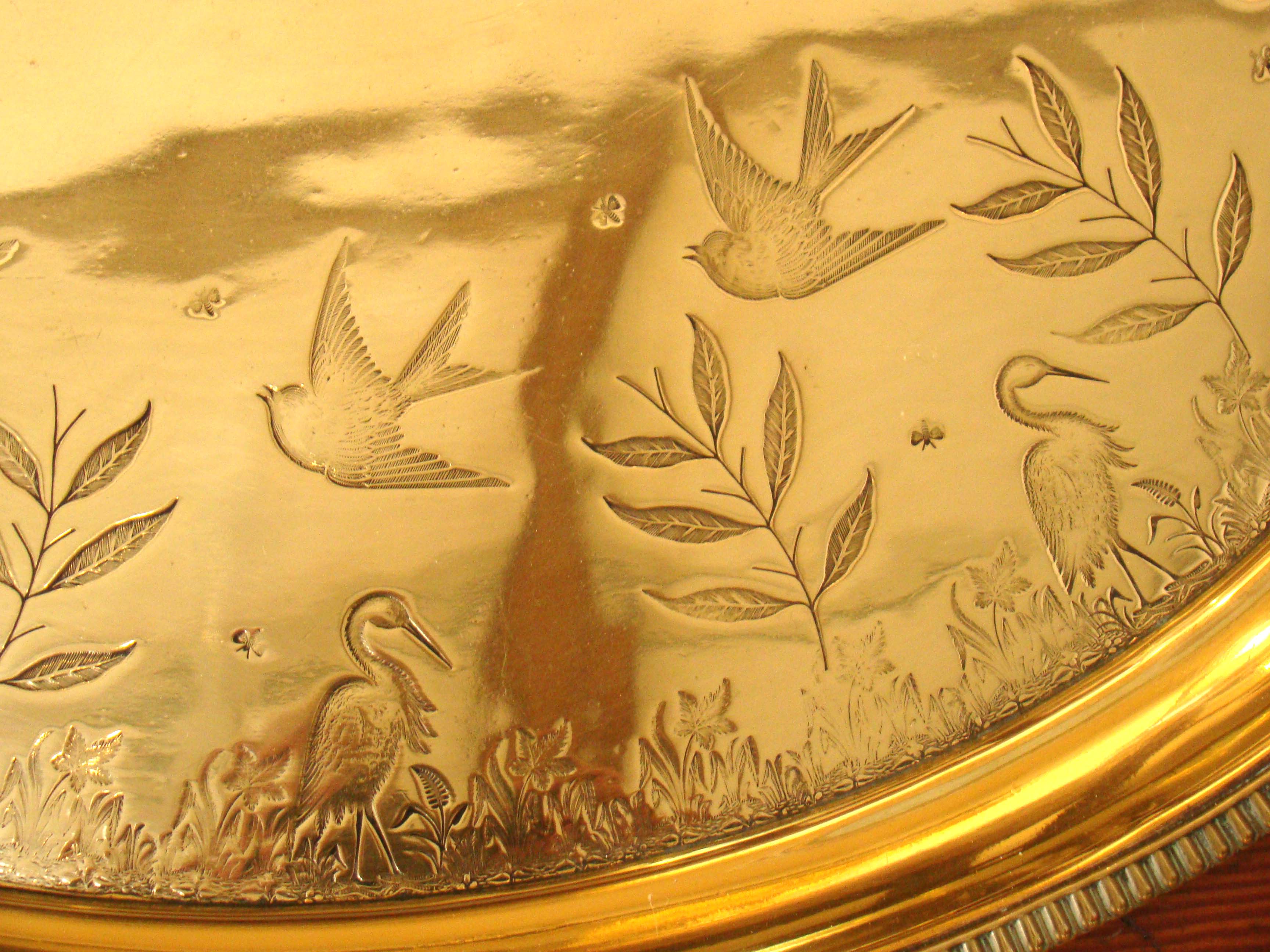 A fabulous English engraved brass gallery tray circa 1840 — image 3