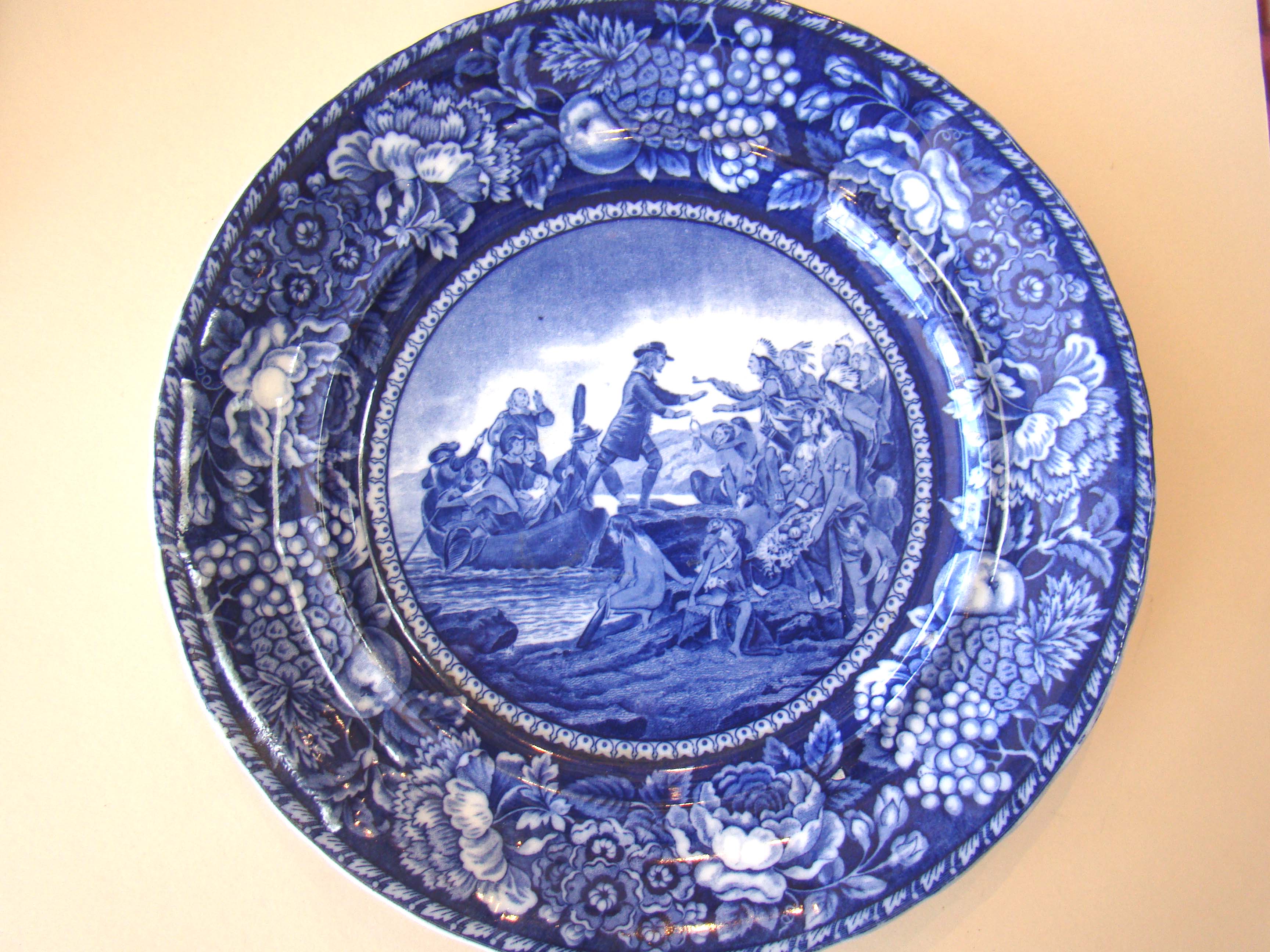 An historical plate depicting  " The Landing of Roger Williams in Rhode Island in 1636"