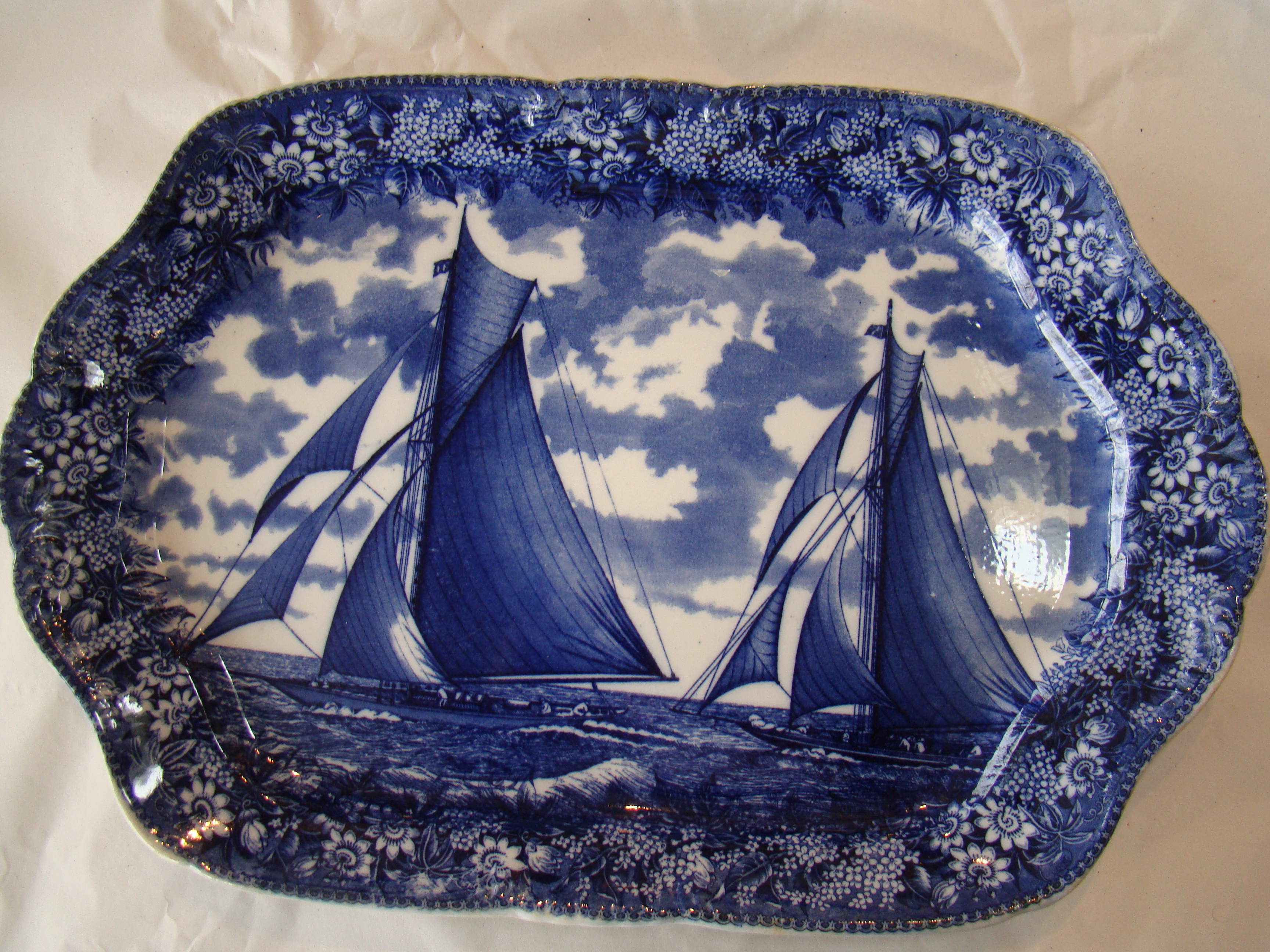 A fabulous late 19th century Wedgwood platter depicting the America's Cup Race