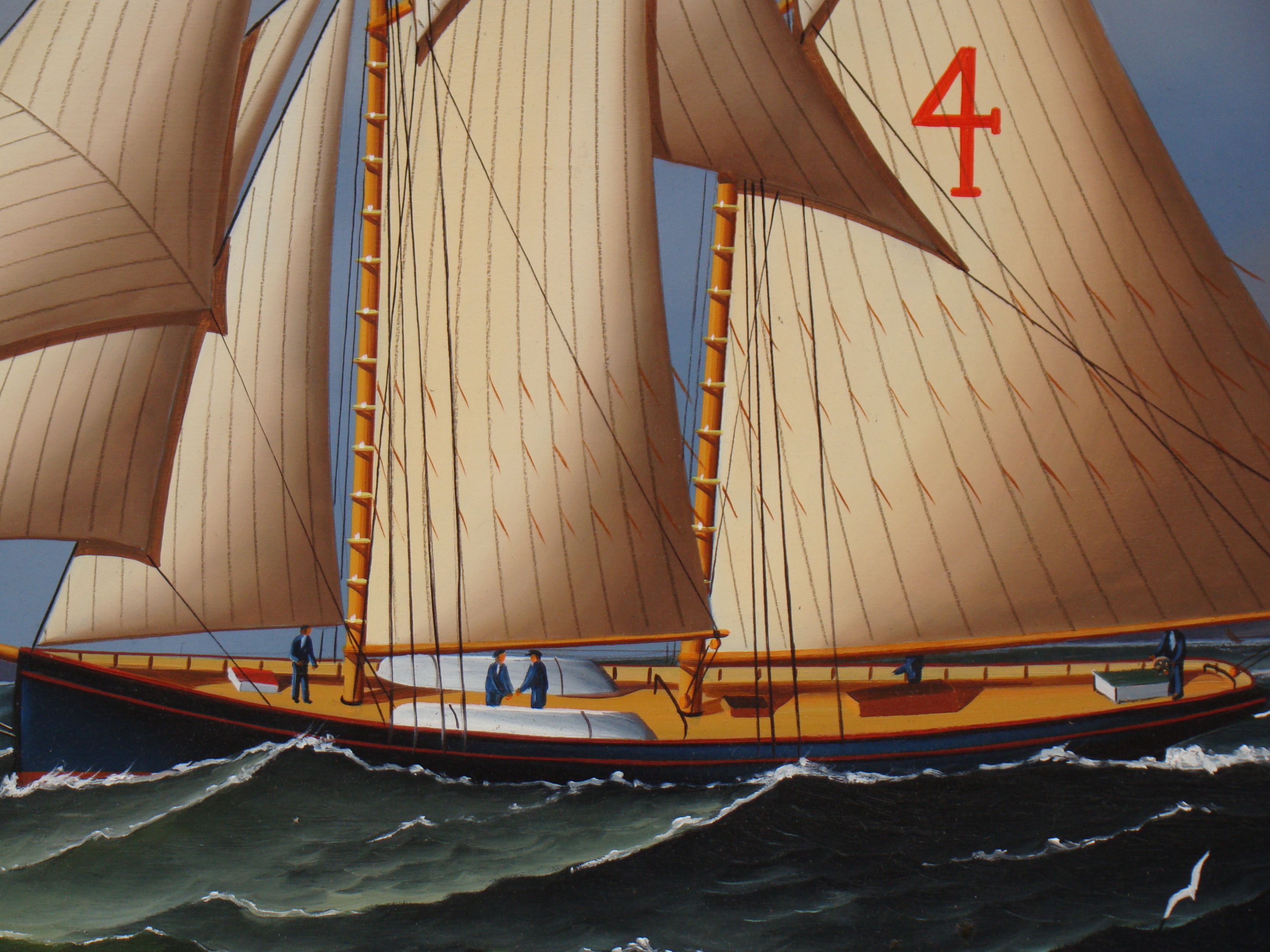 A fine contemporary painting of the two-masted schooner "Fannie" circa 1890 by Jerome Howes. — image 4