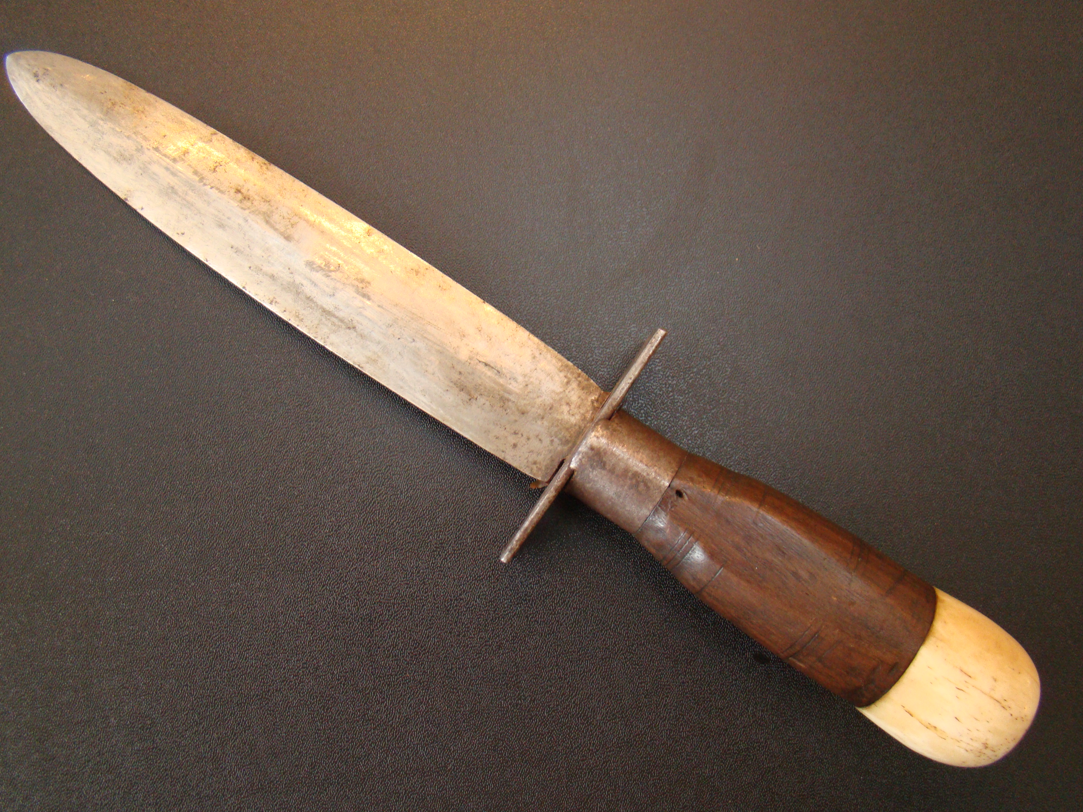 A fine hand made whaler's knife with whalebone pommel circa 1840