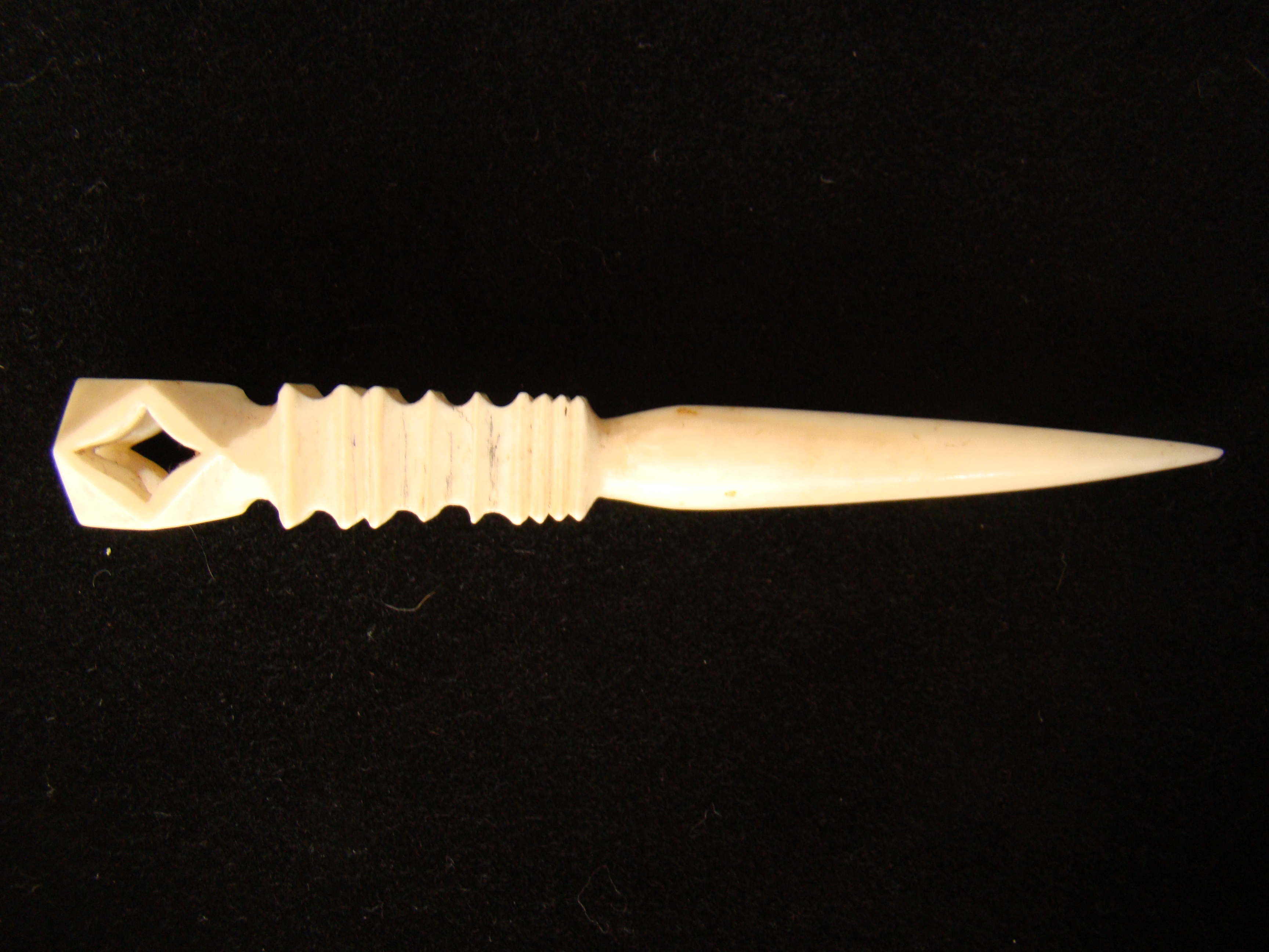 A rare and unusual whale ivory bodkin with open diamond shaped knob circa 1850 — image 2