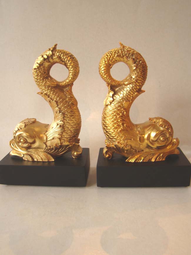A fine pair of contemporary gilt brass sea serpent bookends — image 3