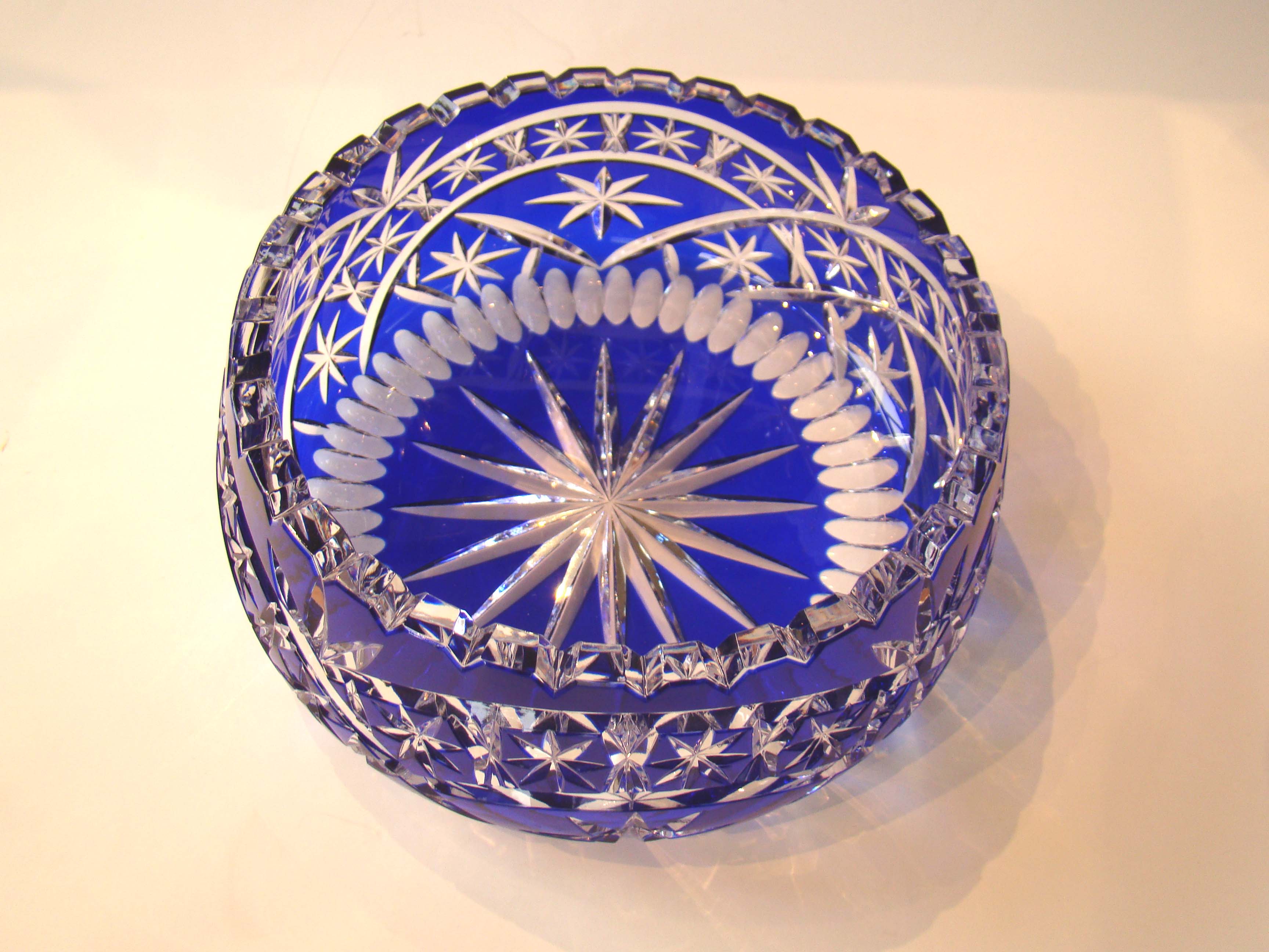 A stunningly beautiful cobalt cut to clear glass bowl. — image 2