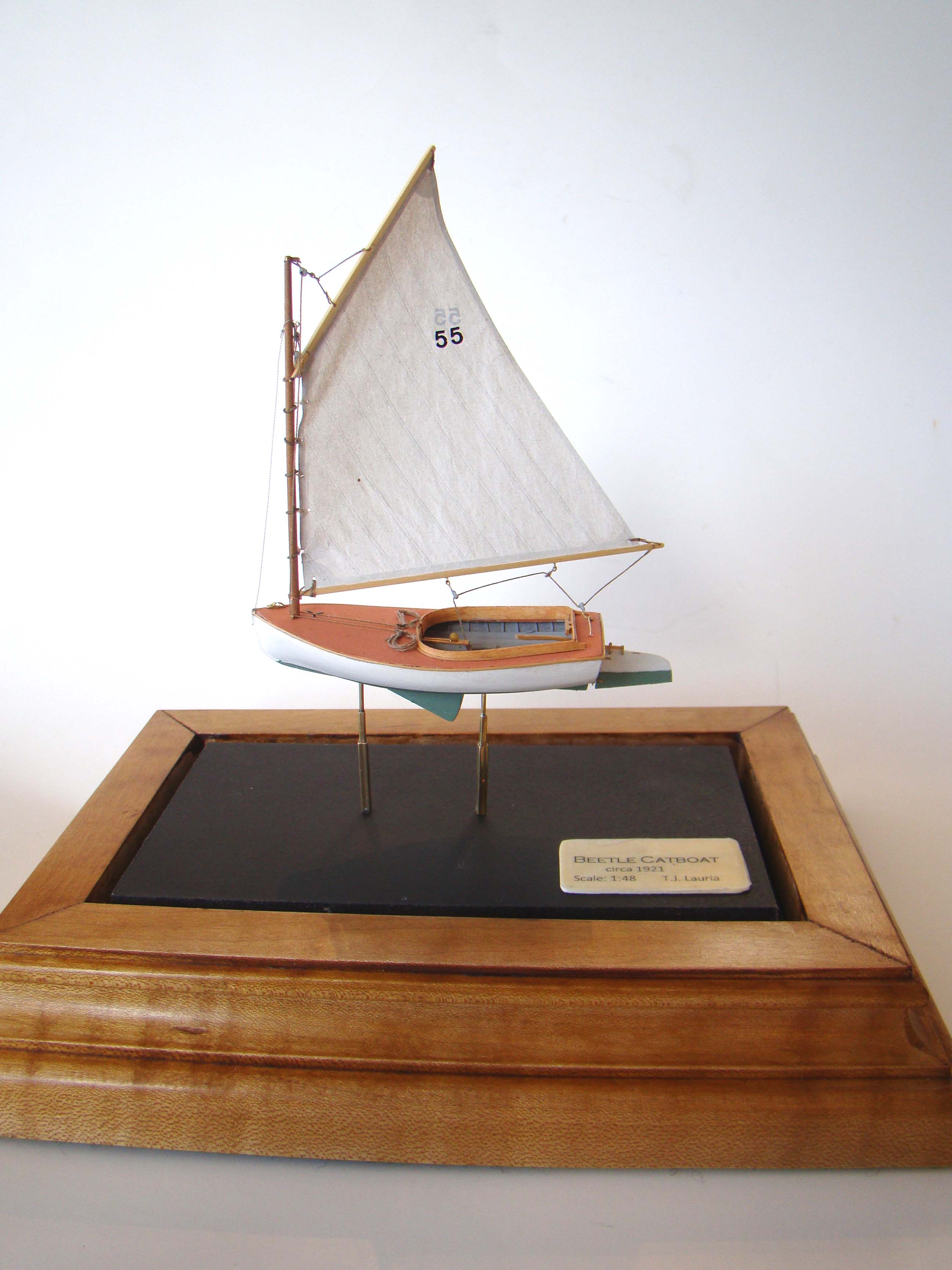 An exceptionally well made scale model of a Beetle Cat Boat circa 1921 — image 3