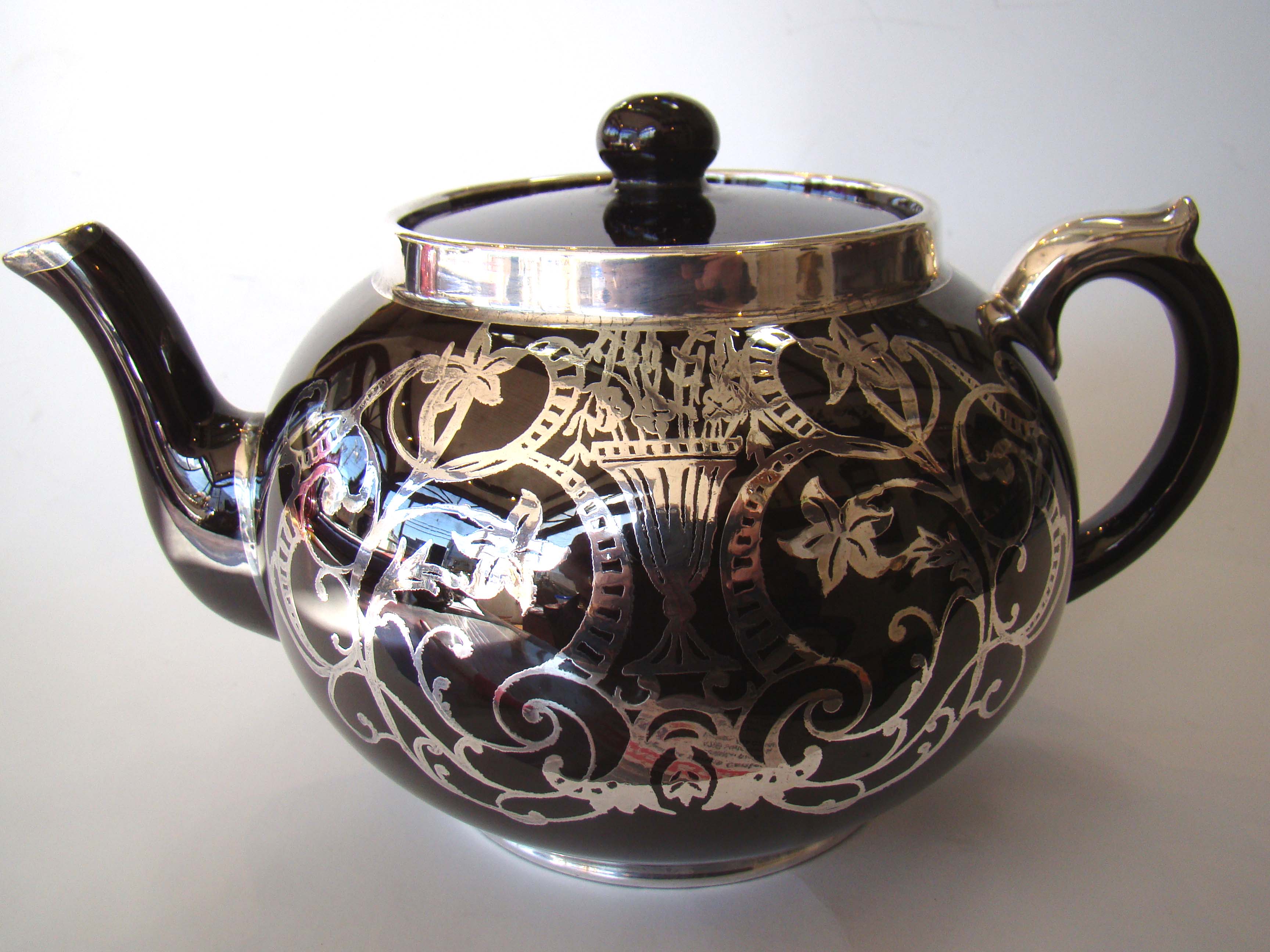 A stunning vintage Art Nouveau period silver overlay teapot, creamer and sugar by Gibsons — image 3