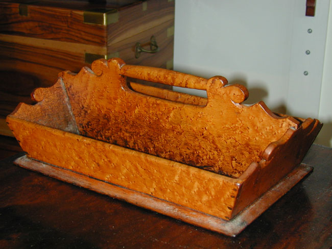 Beautiful American Bird's Eye Maple Cutlery Tray circa 1860