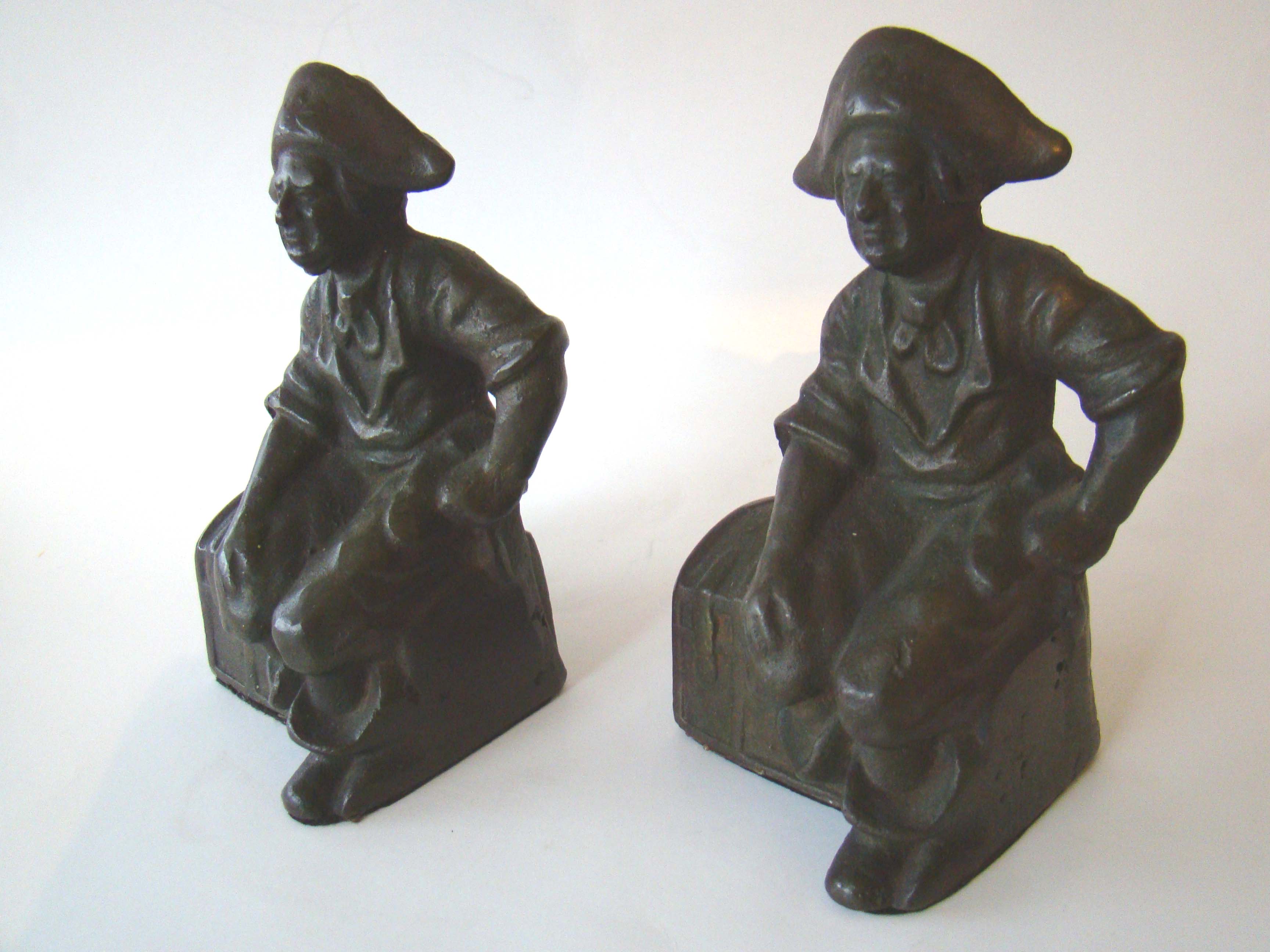 A charming pair of antique bookends depicting a pirate sitting on a treasure chest circa 1910-1920 — image 2