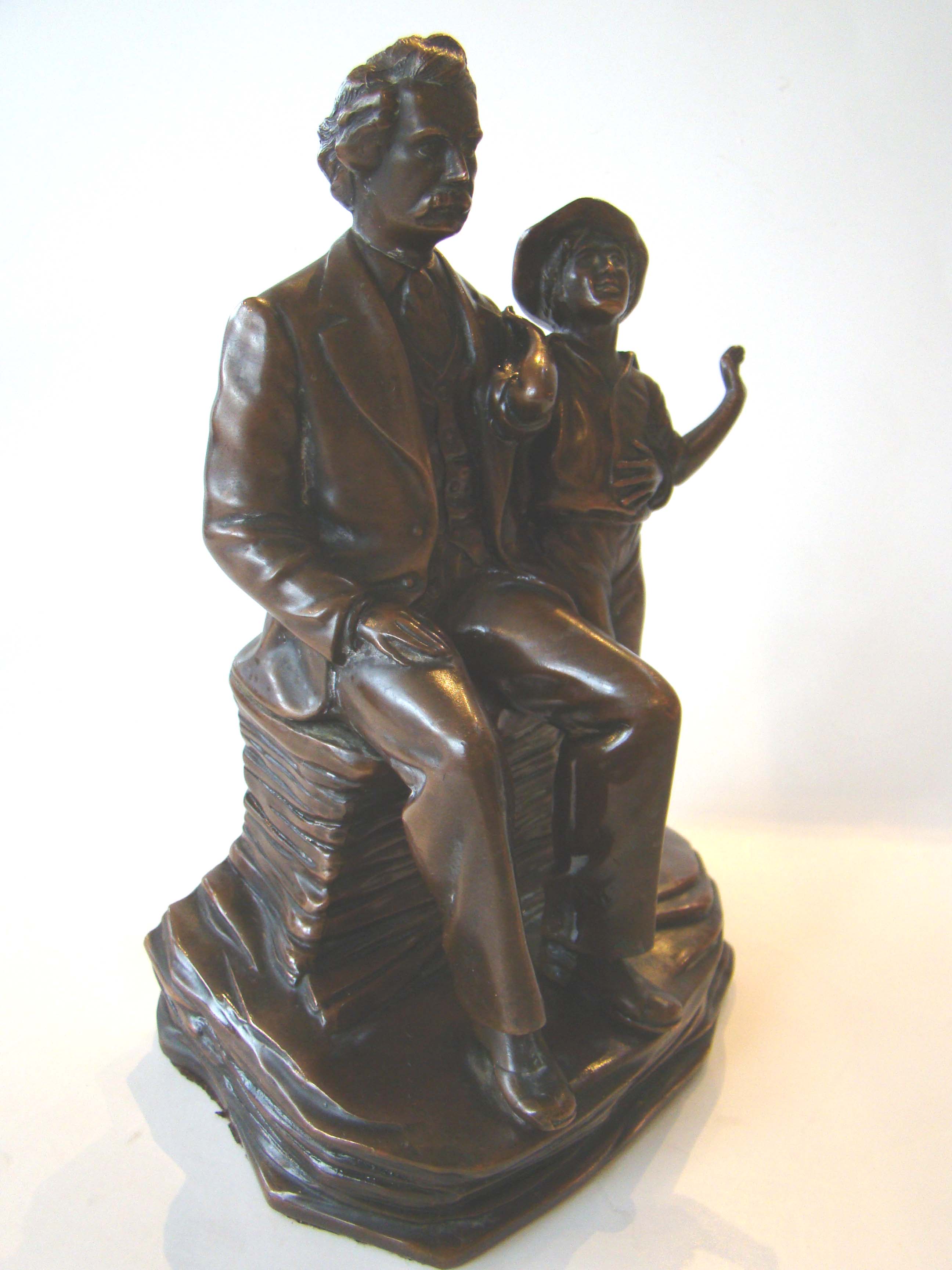 One of the most sought after and charming antique bookends ever made depicting Mark Twain and Tom Sawyer — image 3