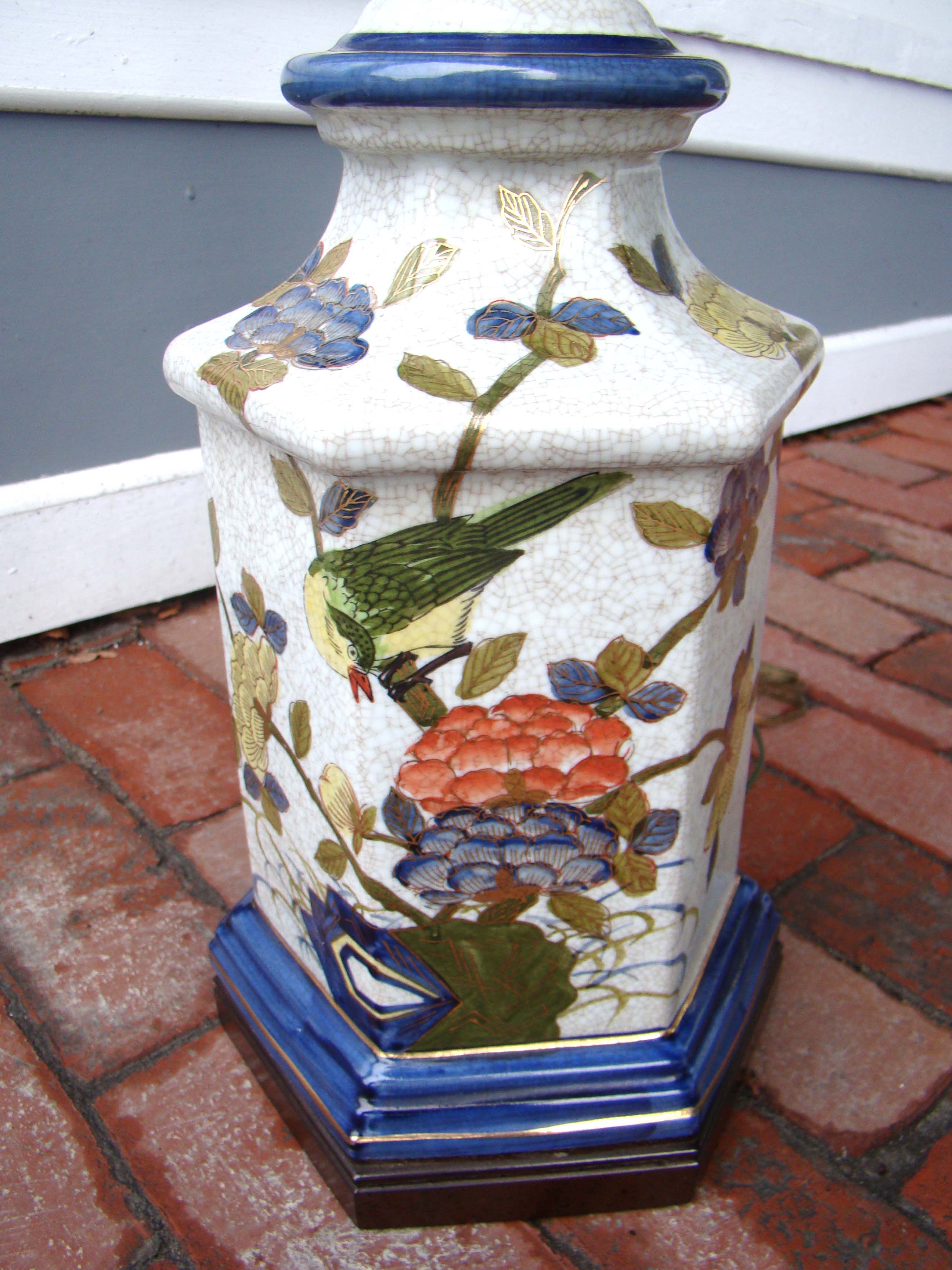 An attractive vintage Asian style lamp with custom made silk shade