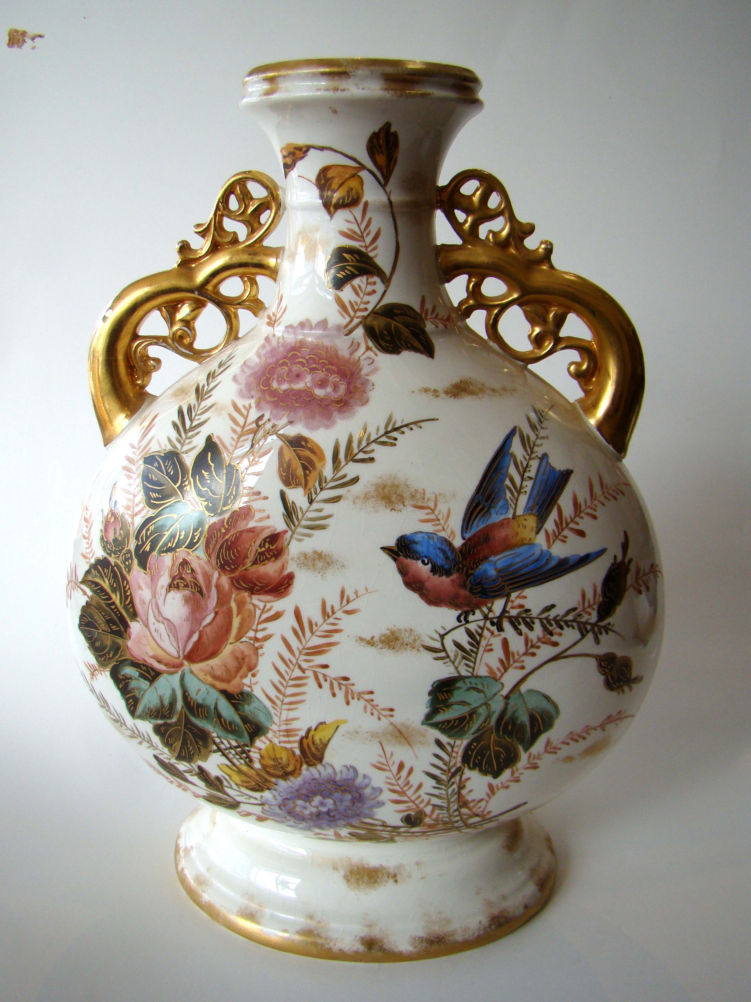 A magnificent hand painted vintage two-handled vase circa 1880-1900