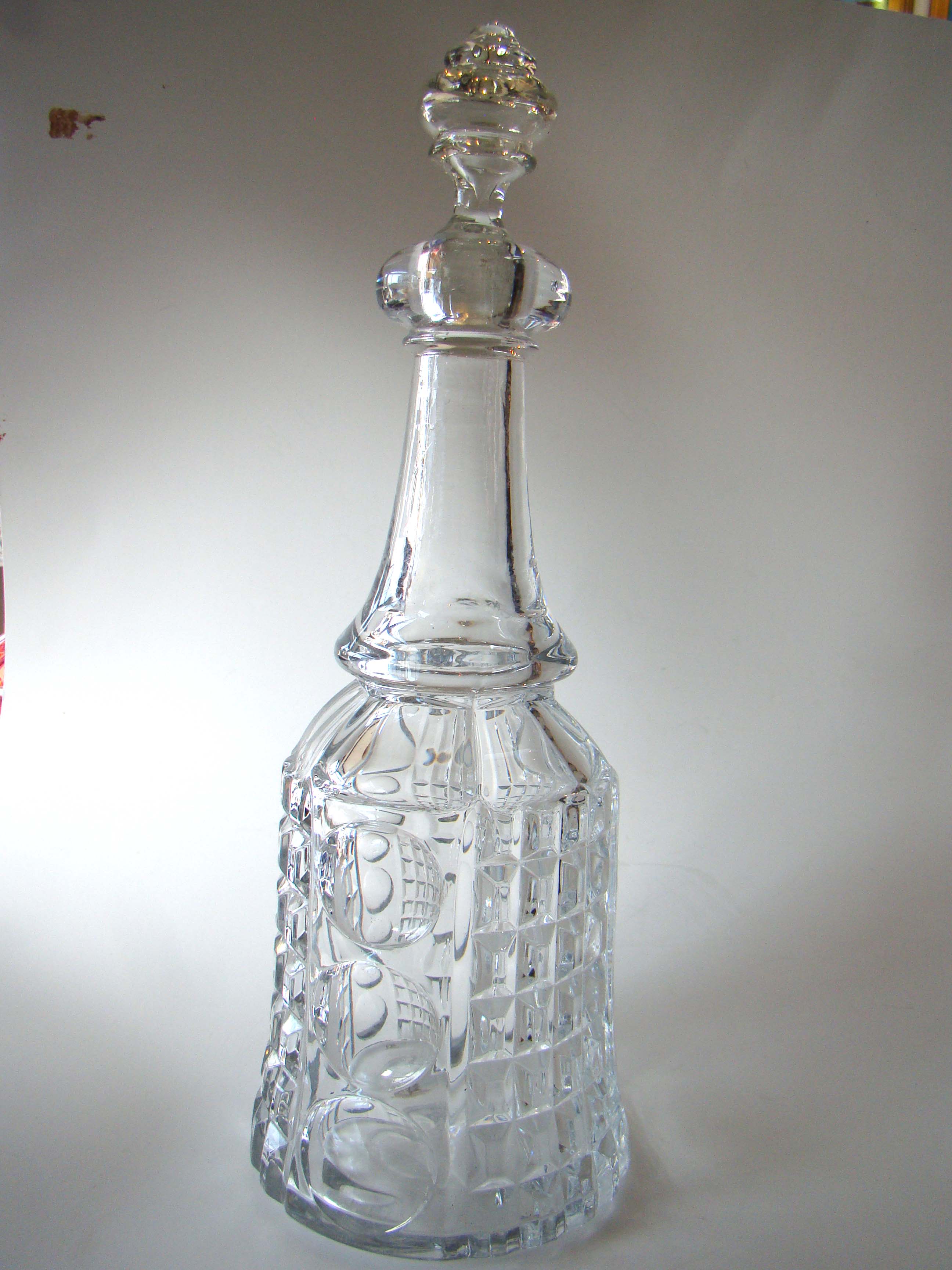 A rare antique Sandwich glass "Waffle and Thumbprint" pattern decanter circa 1850-1870