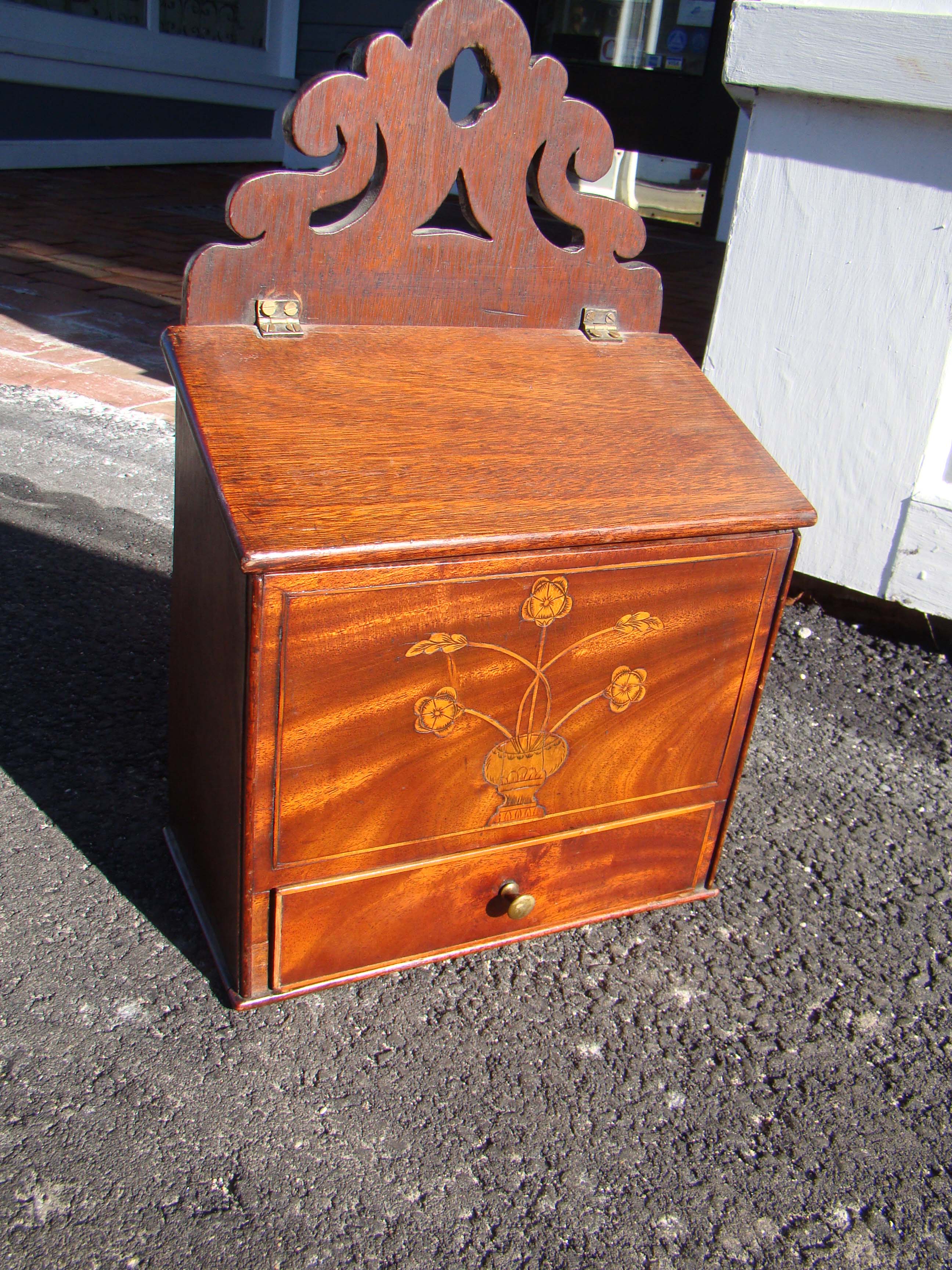 A fabulous early 19th century inlaid mahogany wall box circa 1820