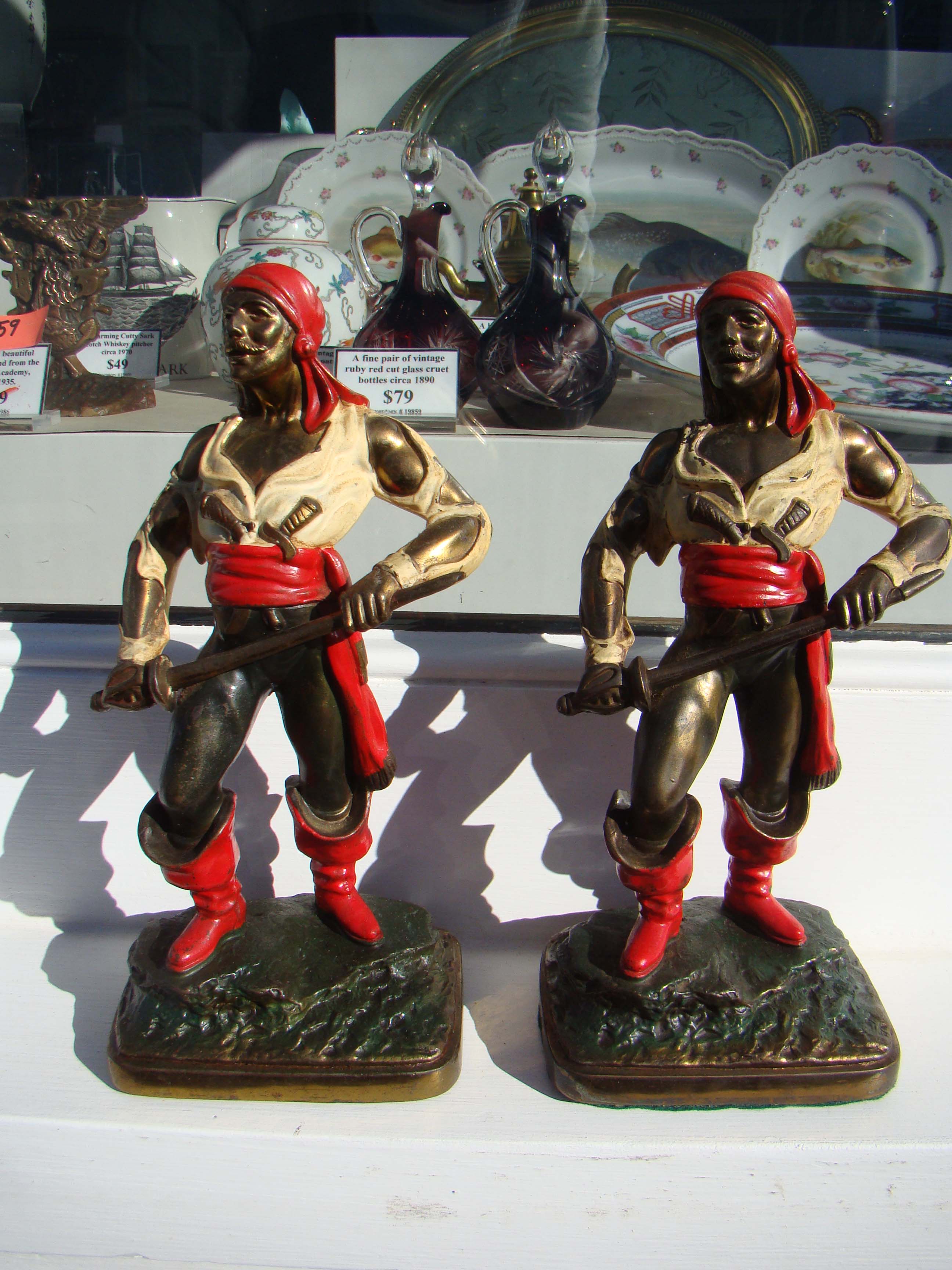 A fine and rare pair of Swashbuckler pirate bookends by Kronheim & Oldenbusch circa 1930
