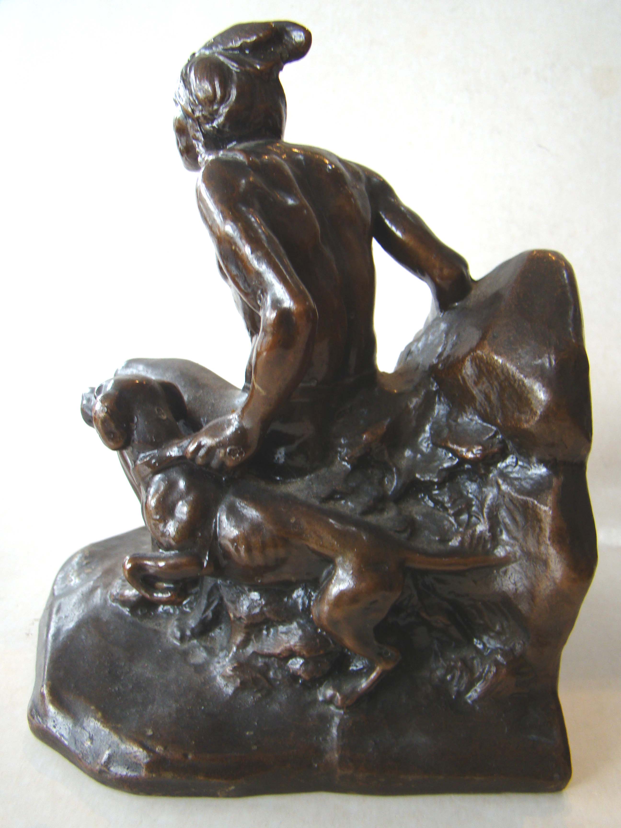 A fine pair of Indian hunter and his dog bookends by Jennings Brothers circa 1935 — image 2