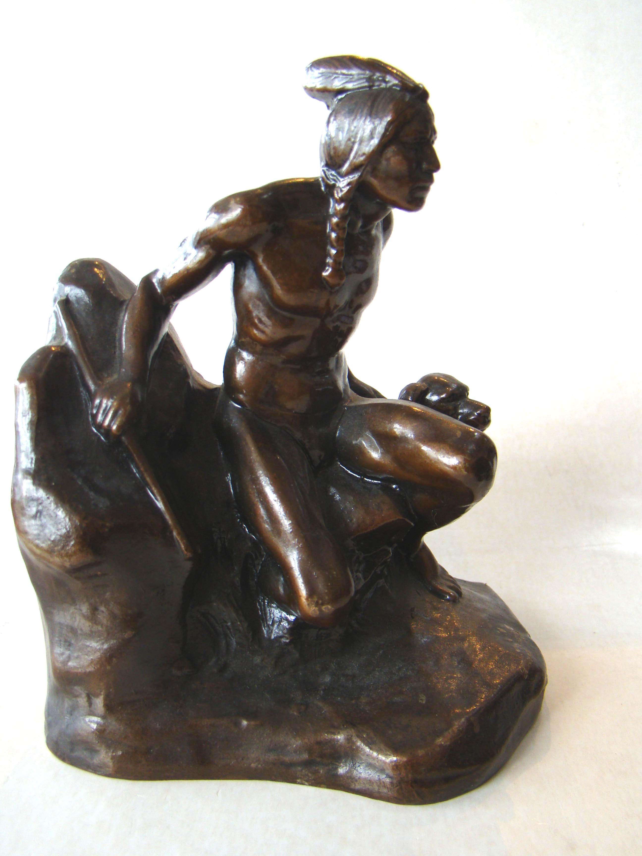 A fine pair of Indian hunter and his dog bookends by Jennings Brothers circa 1935 — image 4