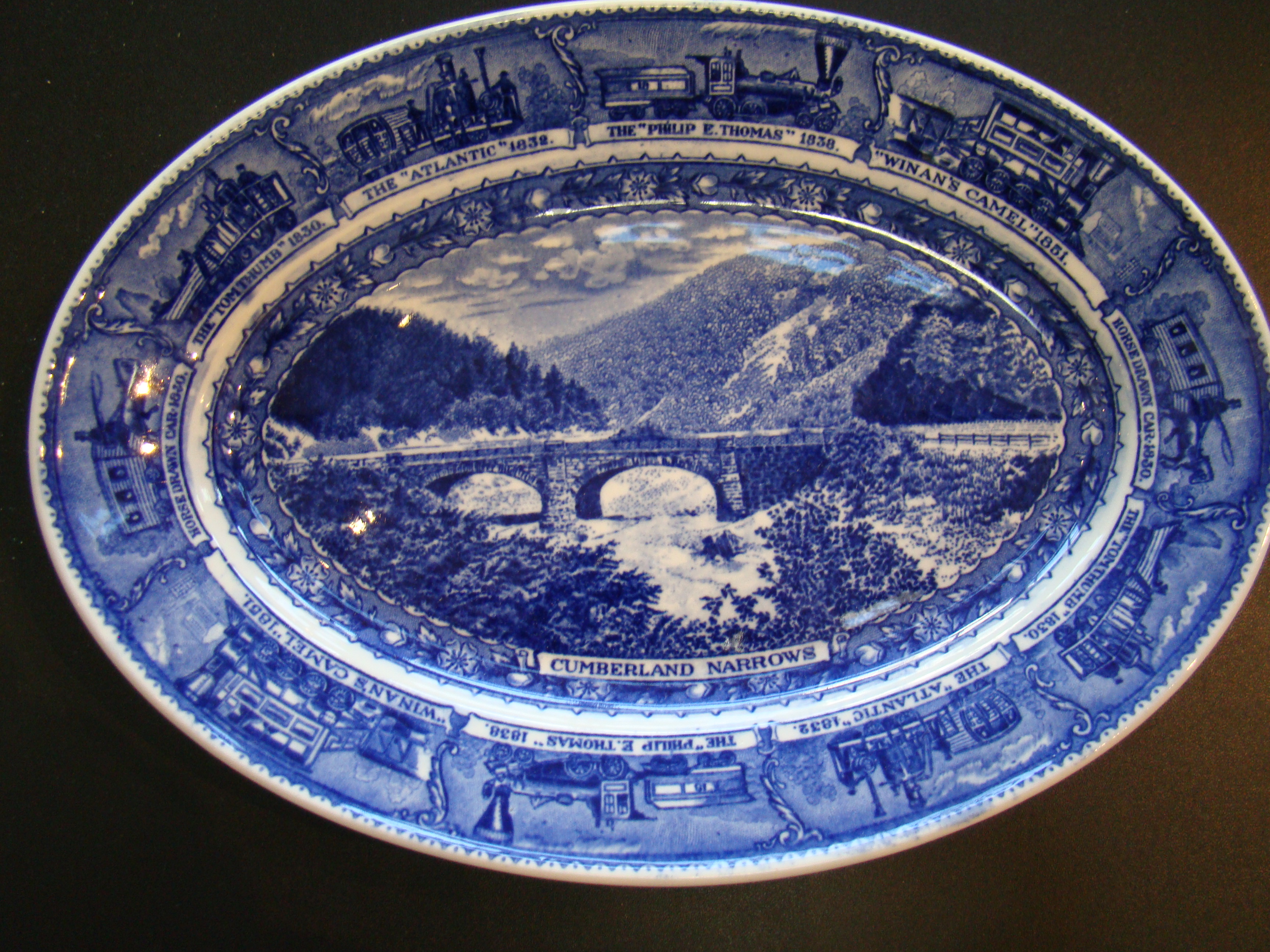 A fine and rare oval serving dish from the Baltimore & Ohio Railroad circa 1900 made by Lamberton's China.