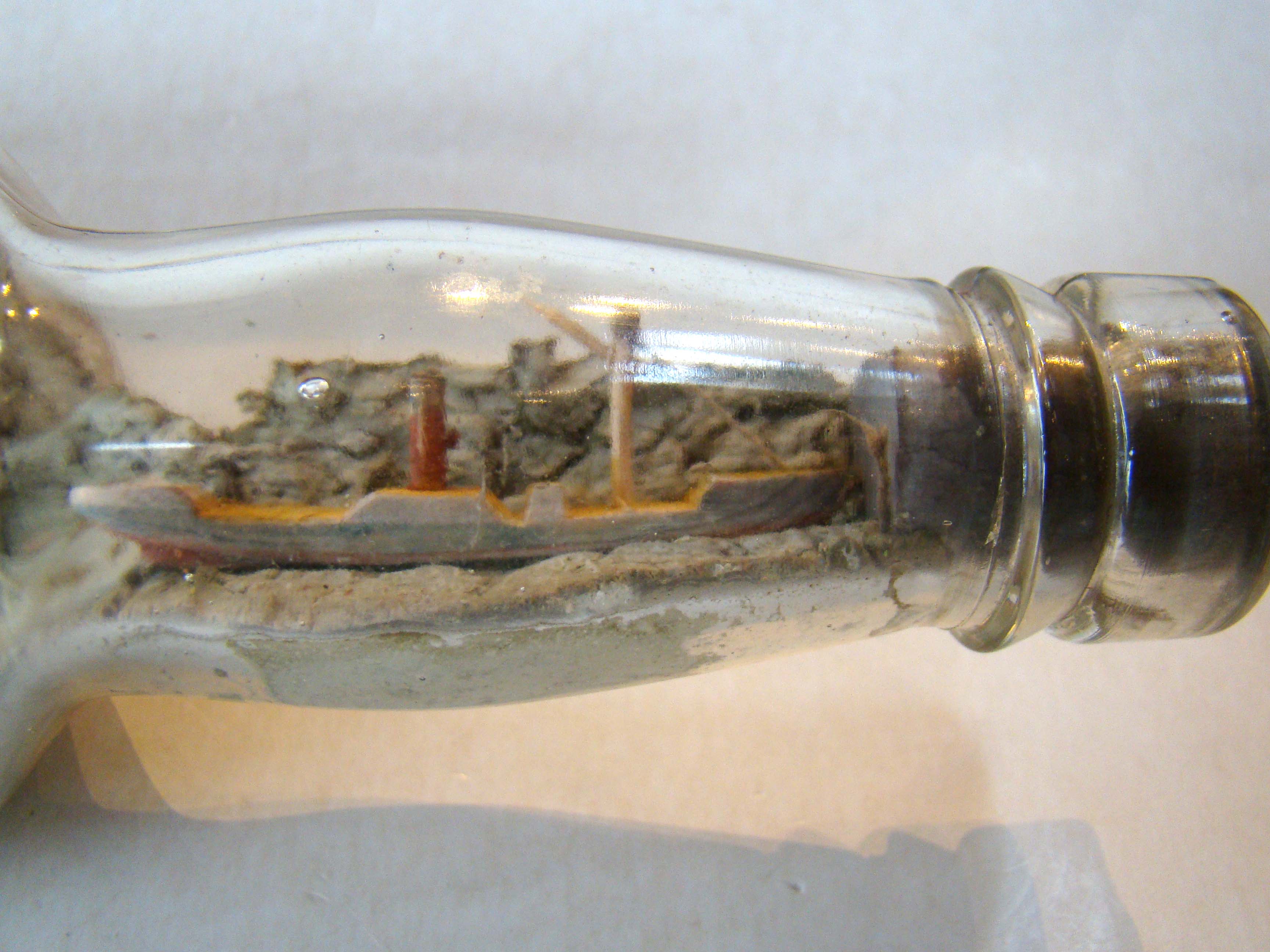 A rare early 20th century four-masted ship-in-a bottle with another smaller ship in the neck of the bottle. Circa 1900-1910. — image 3