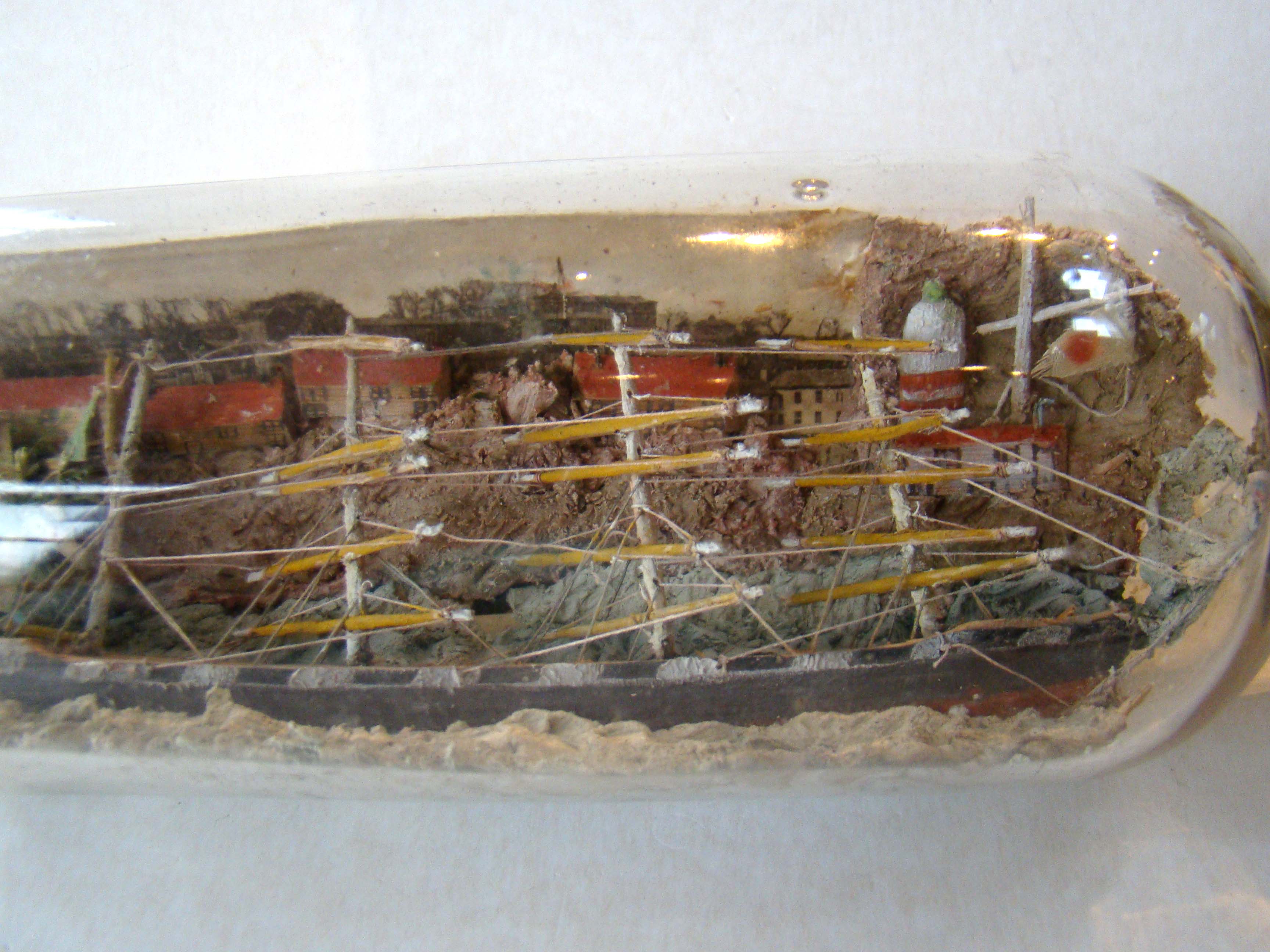 A rare early 20th century four-masted ship-in-a bottle with another smaller ship in the neck of the bottle. Circa 1900-1910. — image 4