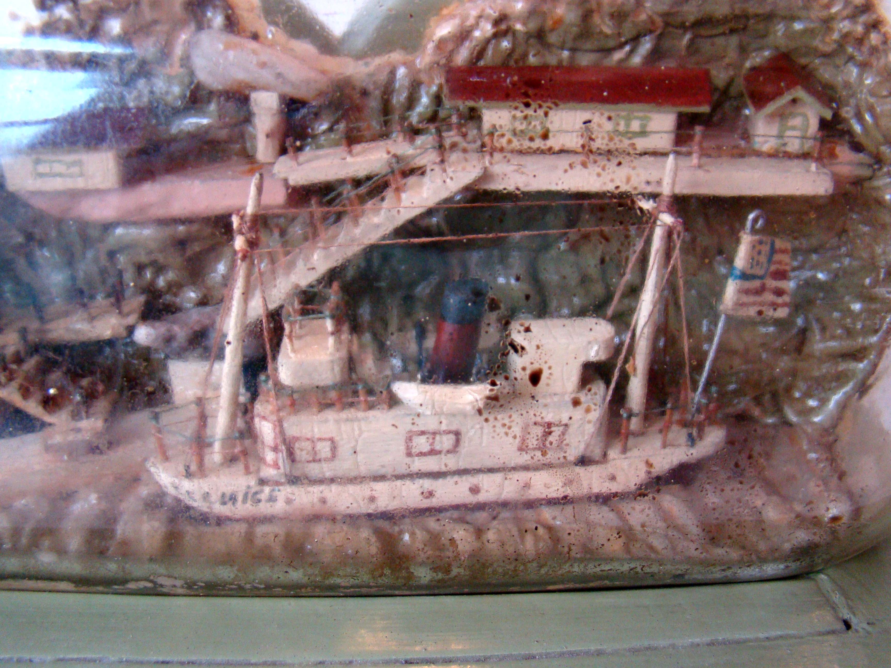 A large late 19th / early 20th century ship-in- bottle on an early custom made painted stand — image 2