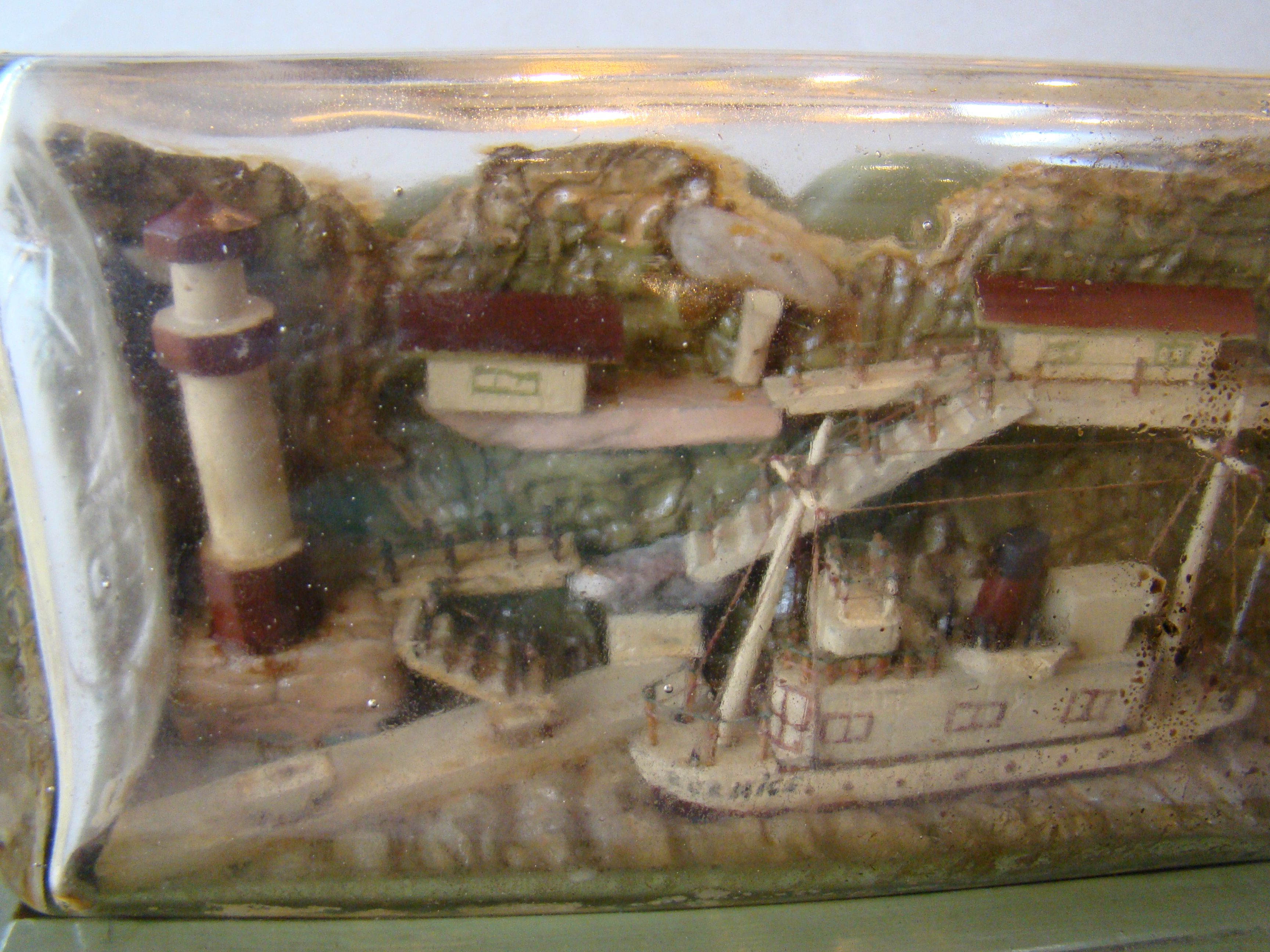 A large late 19th / early 20th century ship-in- bottle on an early custom made painted stand — image 3