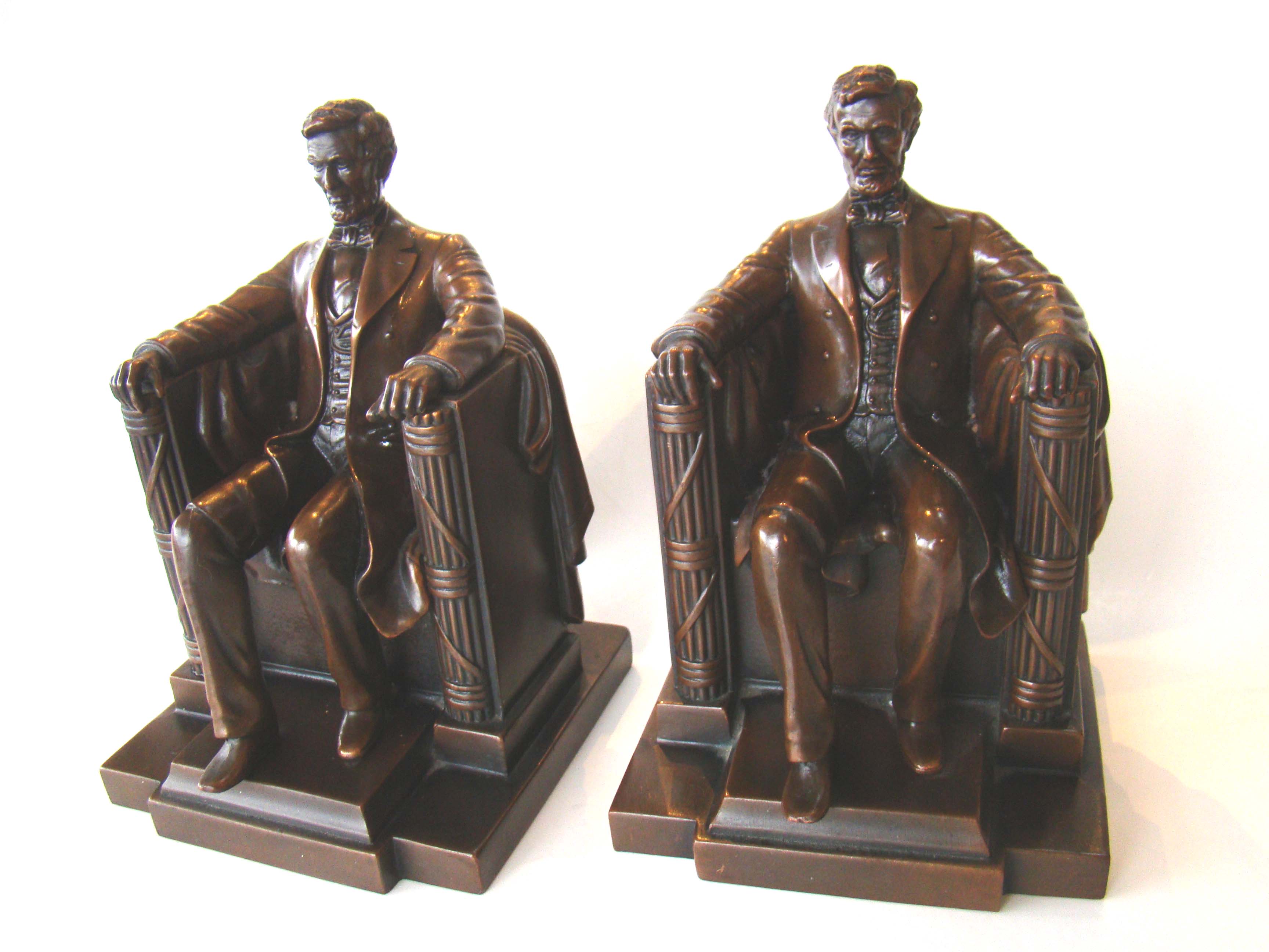 A fine pair of Lincoln bookends made by Jennings Brothers of Bridgeport, CT, circa 1925