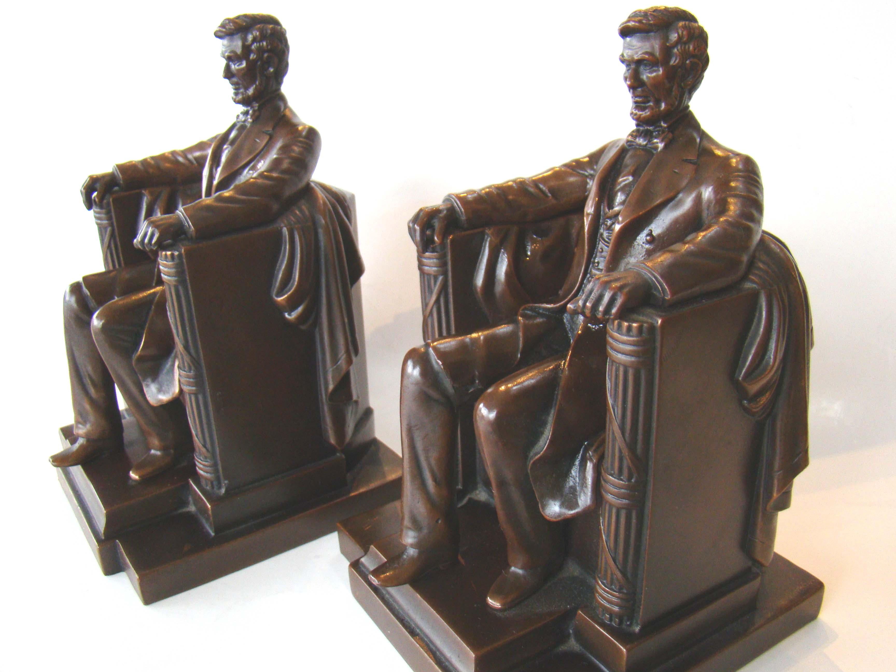 A fine pair of Lincoln bookends made by Jennings Brothers of Bridgeport, CT, circa 1925 — image 3