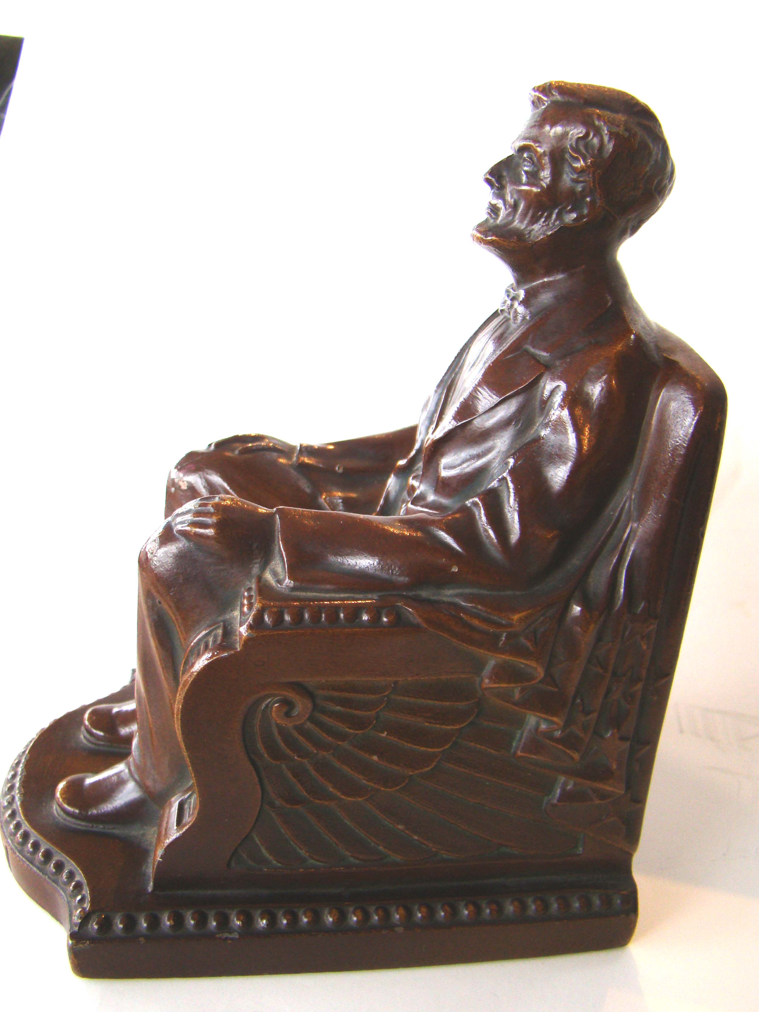 A pair of "Lincoln in the chair" bookends made by Nuart in 1924 — image 2