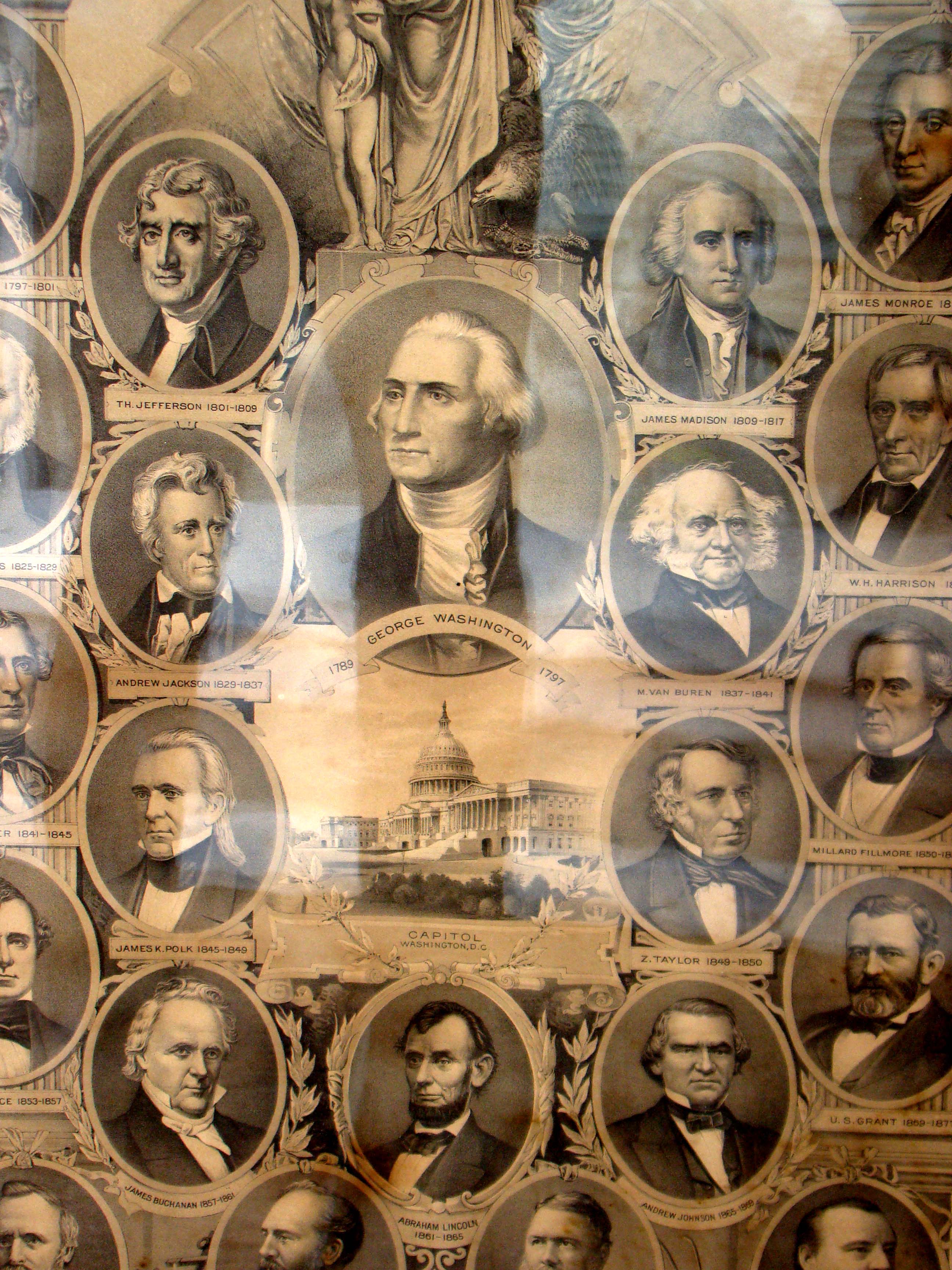 A rare 19th century lithograph entitled "OUR TWENTY TWO PRESIDENTS" published in 1884