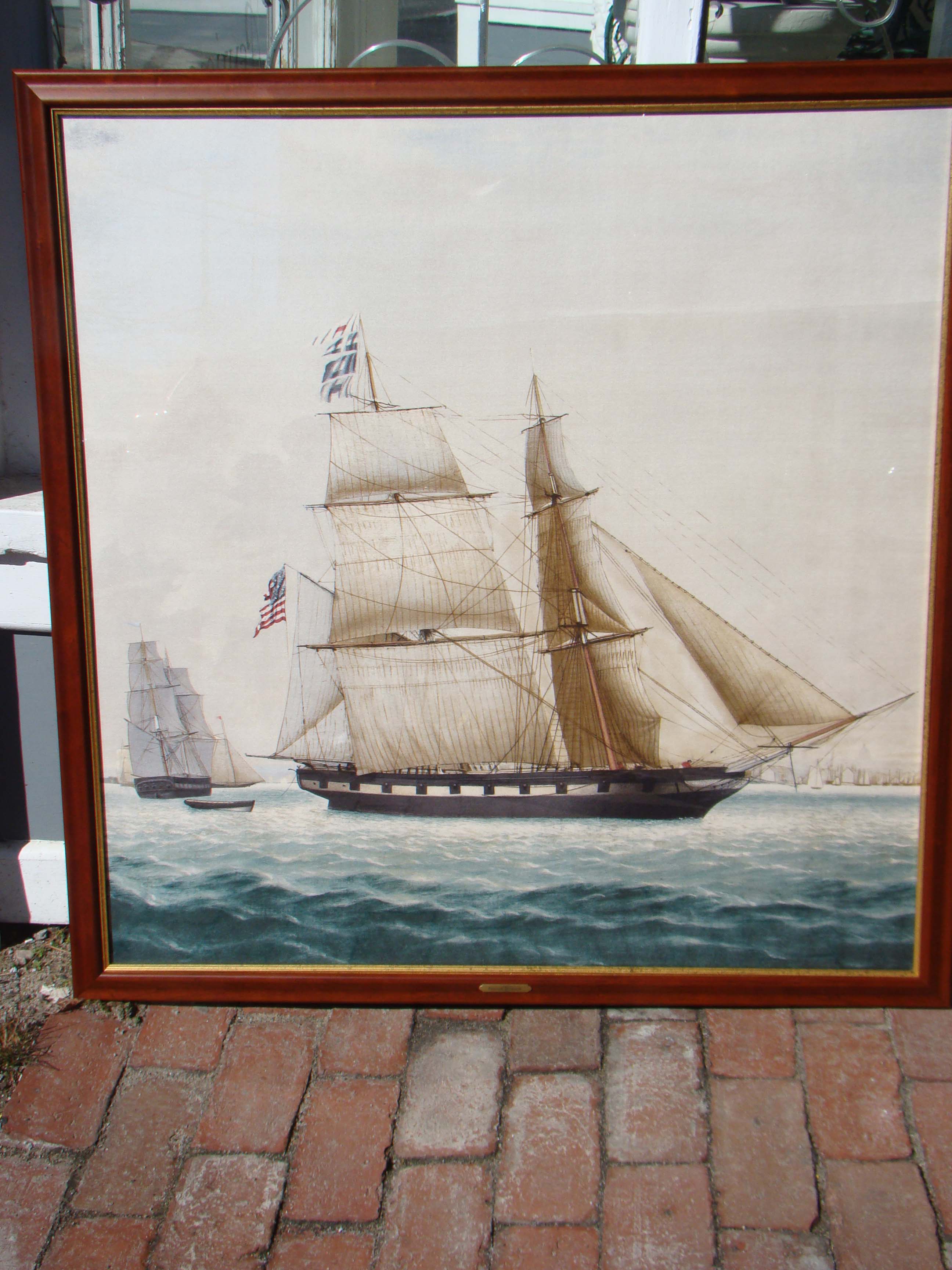 An attractive print of a ship in Boston harbor — image 2
