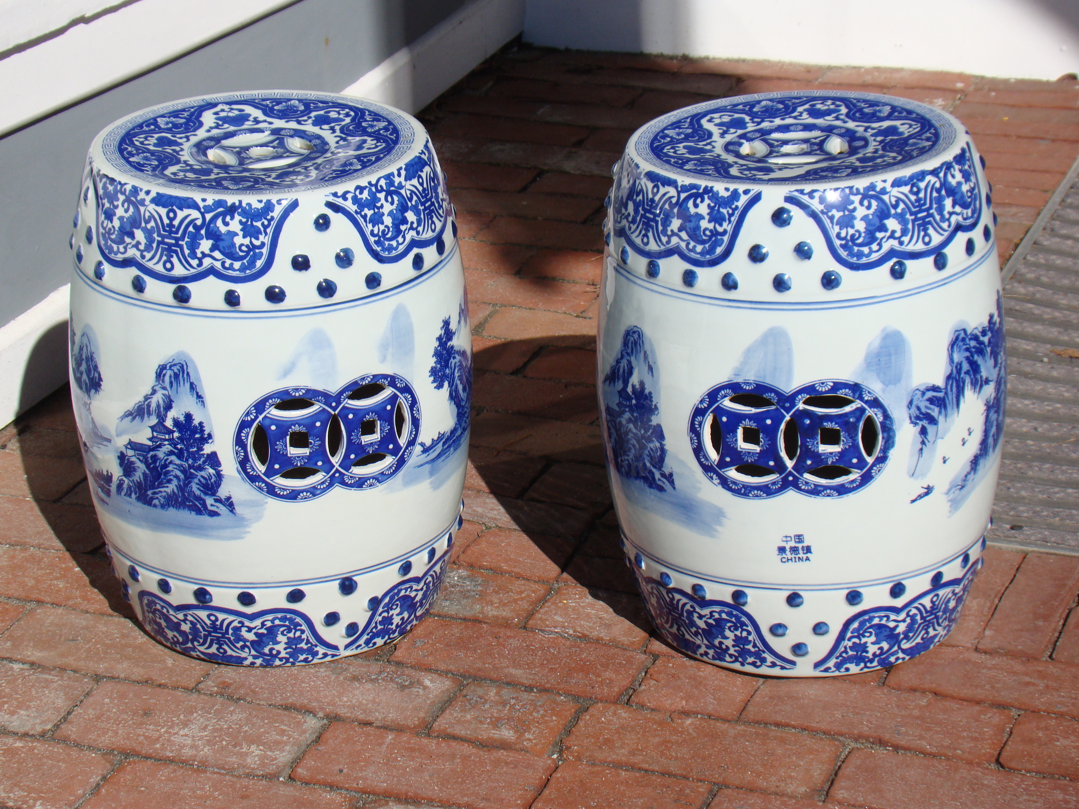 An attractive pair of Chinese porcelain garden seats.
