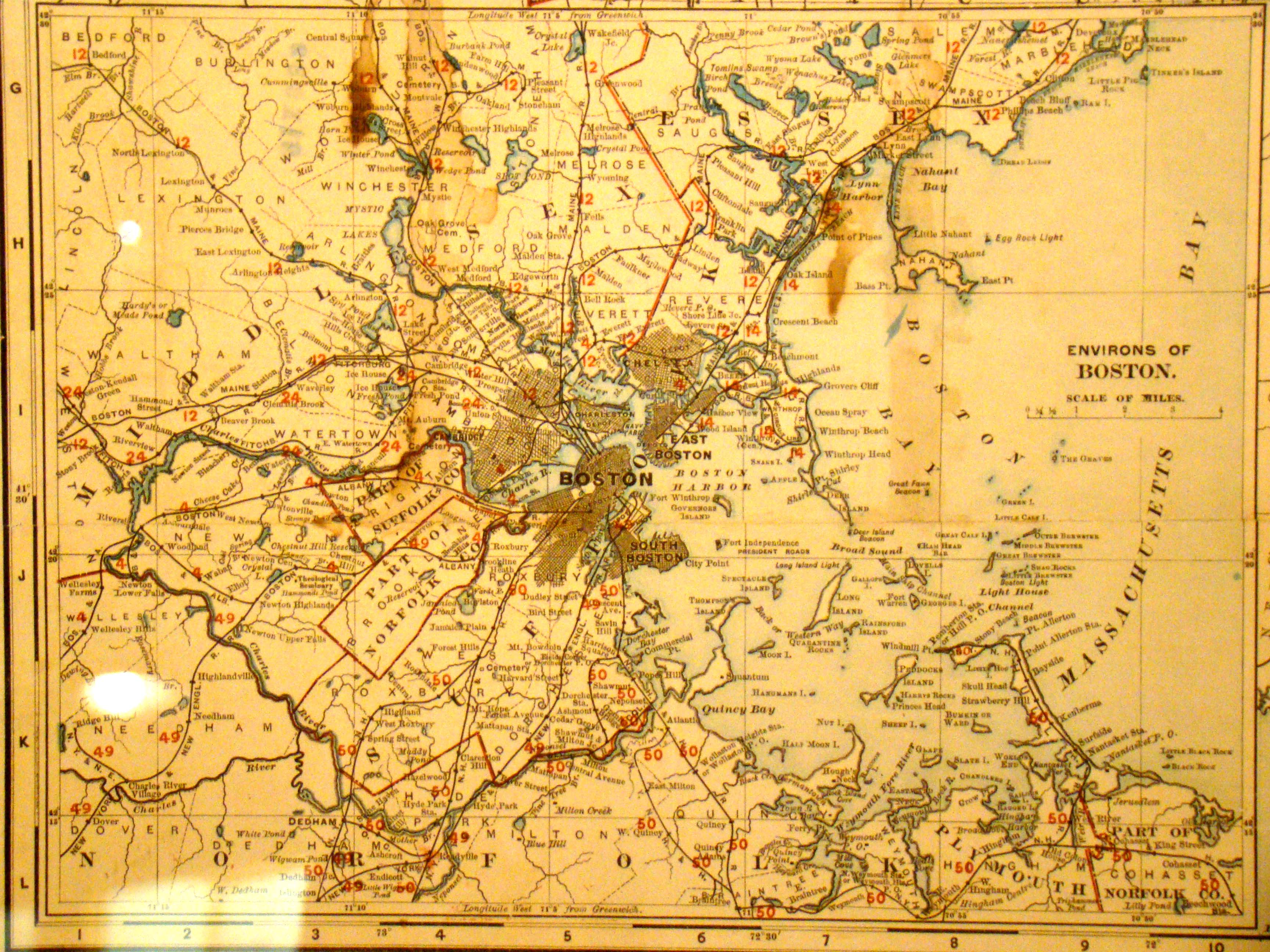 A vintage Map of Massachusetts printed in 1895 by Rand McNally — image 2