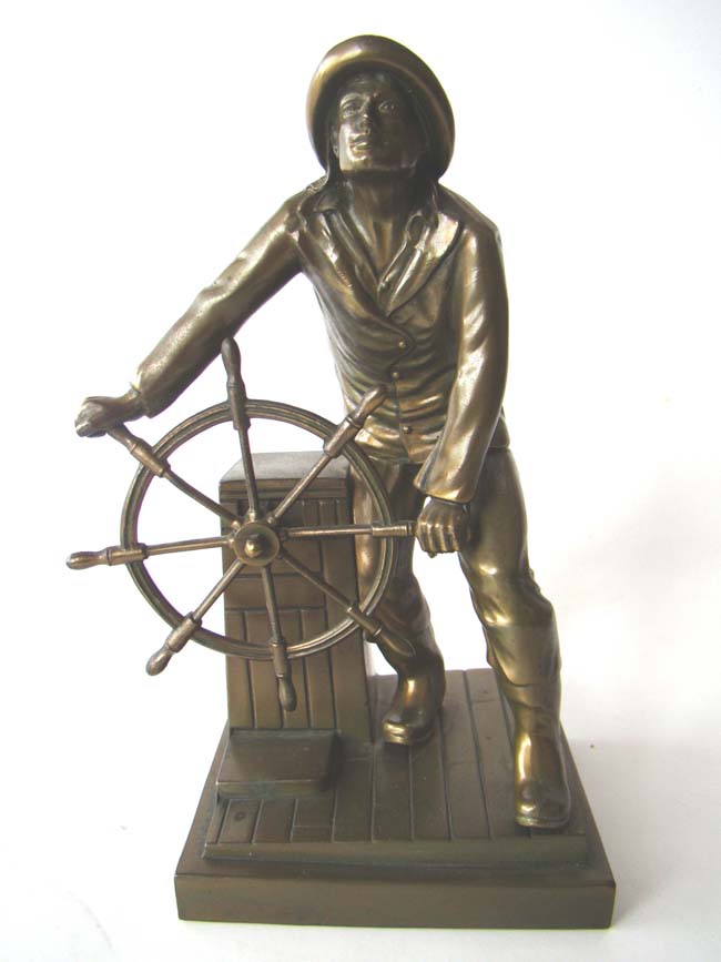 A fine single bookend depicting the statue of the Gloucester Fisherman circa 1928