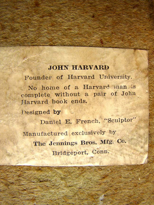 An extremely fine pair of John Harvard bookends circa 1930 — image 3