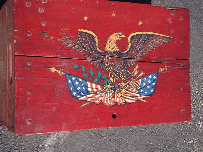 A wonderful 19th century beer bottle crate with original red paint made by "Joseph Gahm & Son, 350 C Street, South Boston," circa 1890 — image 2