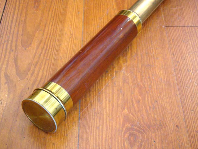 An exceptionally fine four-draw spyglass with mahogany barrel circa 1850