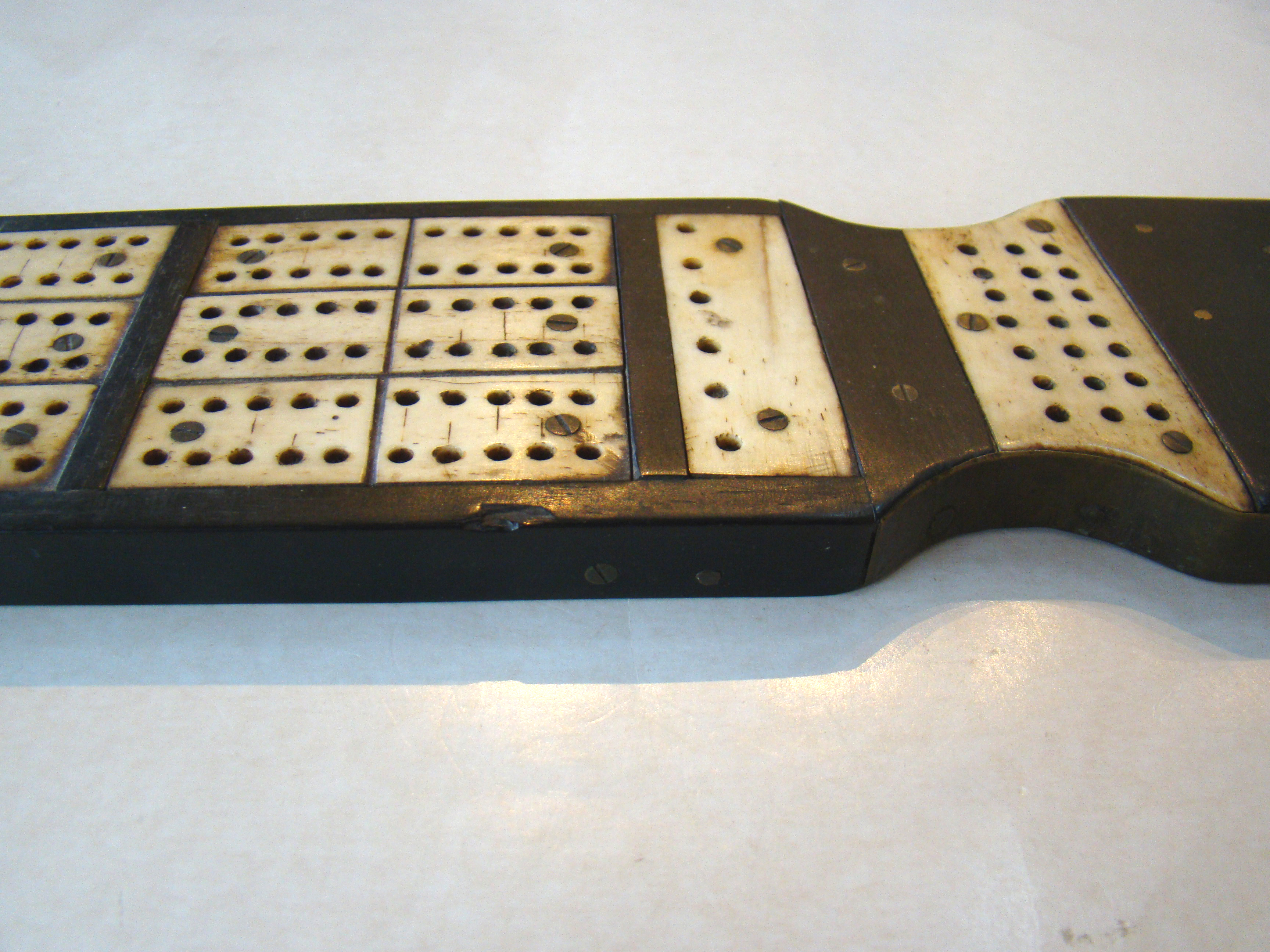 A rare 19th century sailor-made whalebone, baleen, ebony and mahogany game board — image 2