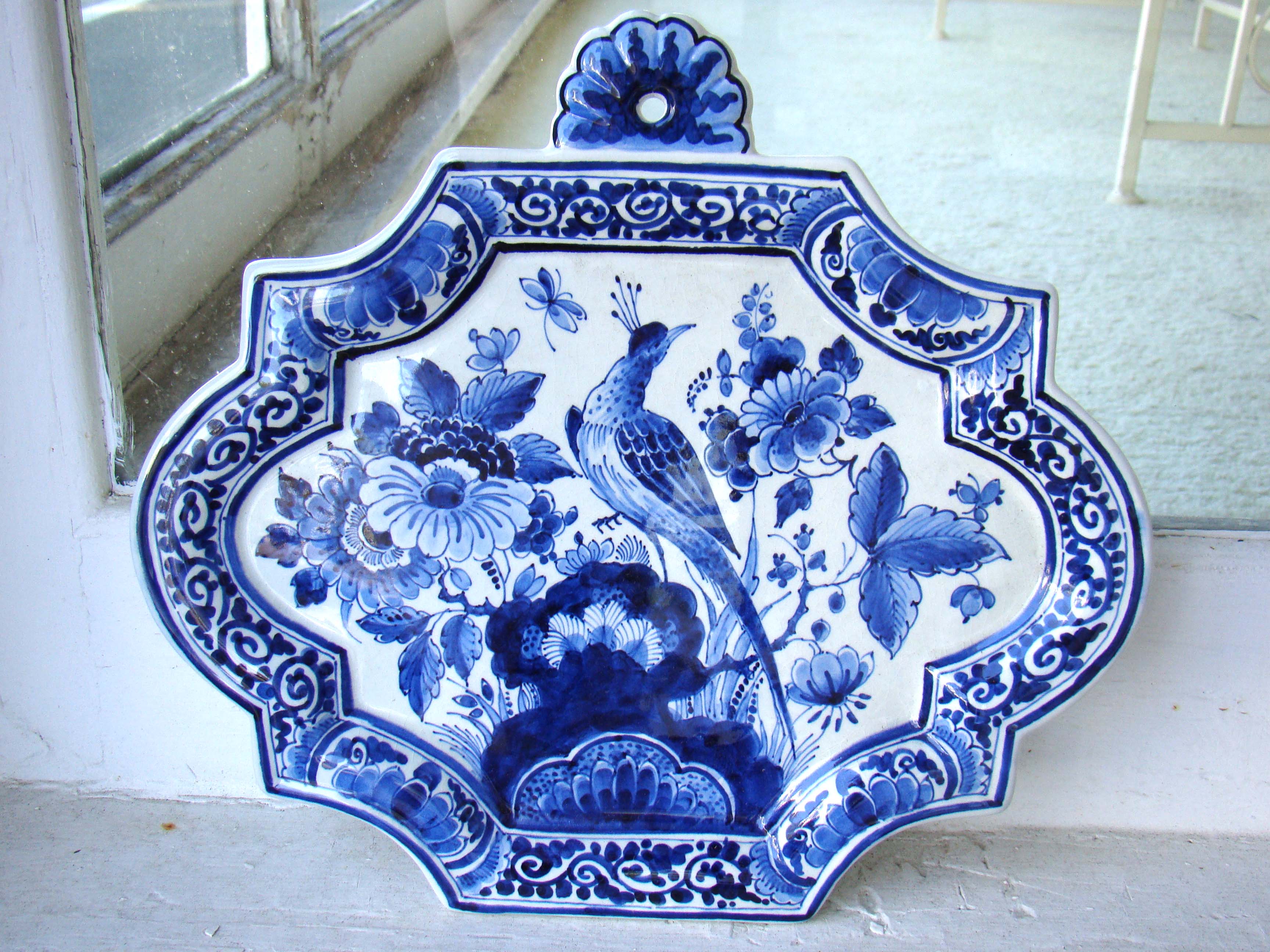 A beautiful pair of hand painted Dutch delft wall plaques, probably 20th century — image 2