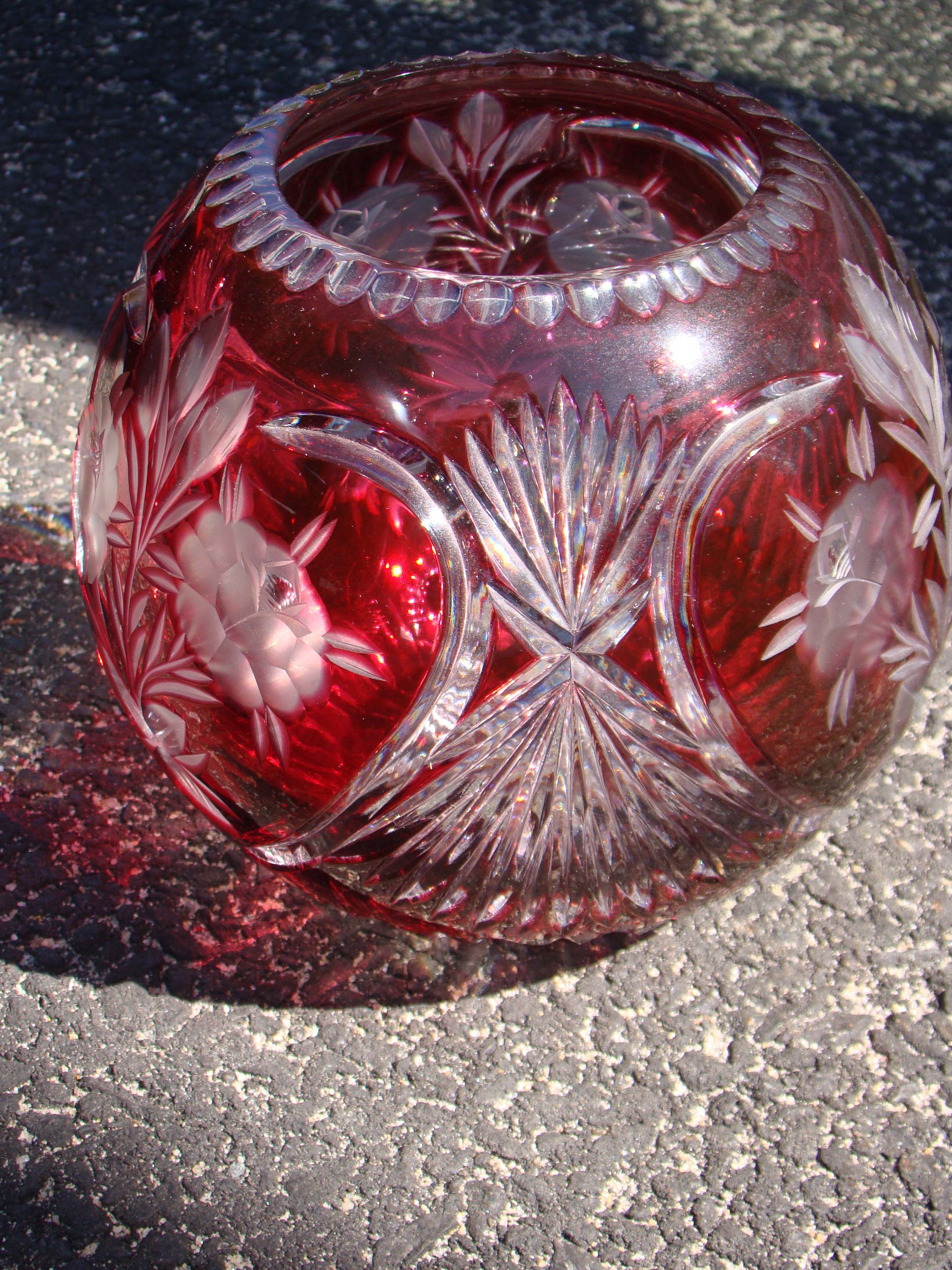 A gorgeous vintage ruby red cut crystal bowl — image 2
