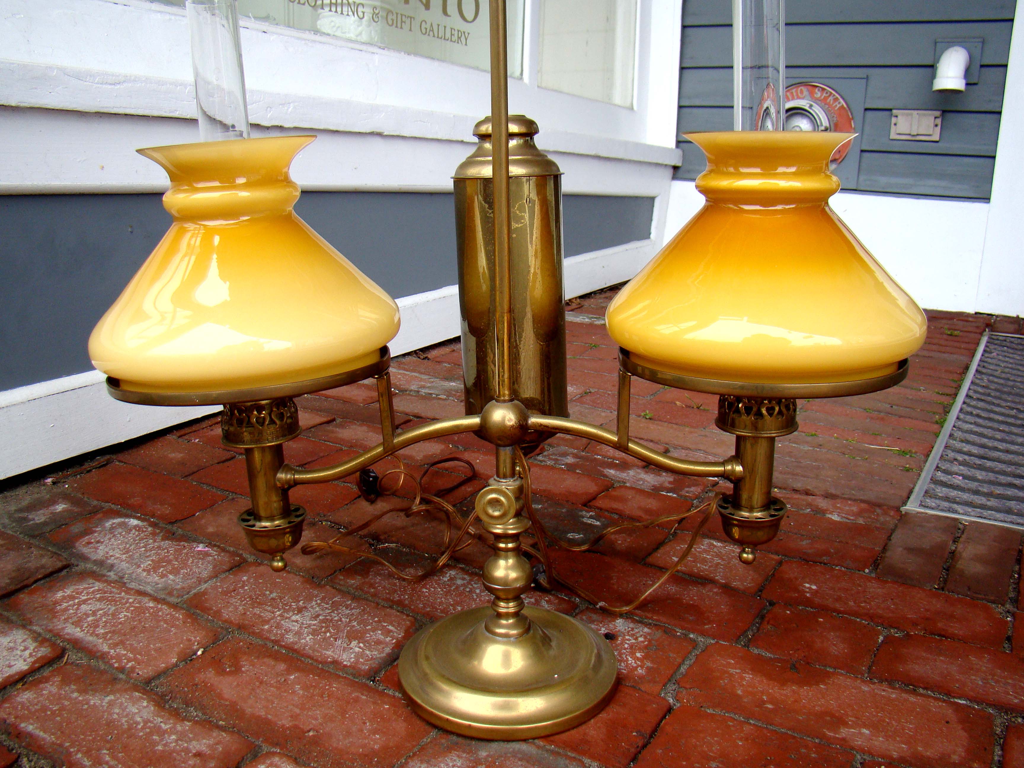 A rare antique double student lamp made by C A Kleeman of New York circa 1885