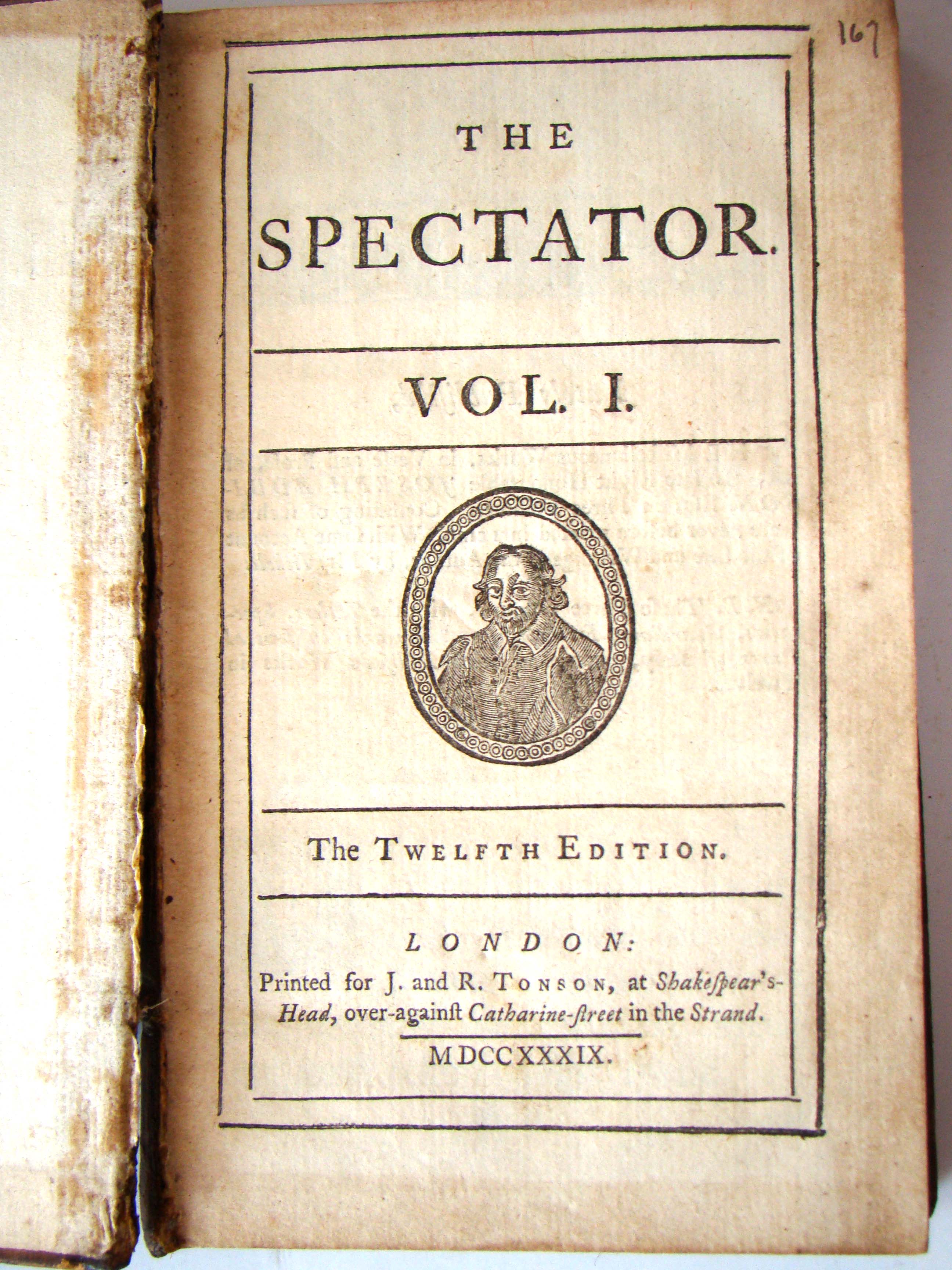 A set of seven volumes of the SPECTATOR printed for J & R Tonson, London, 1739 — image 2